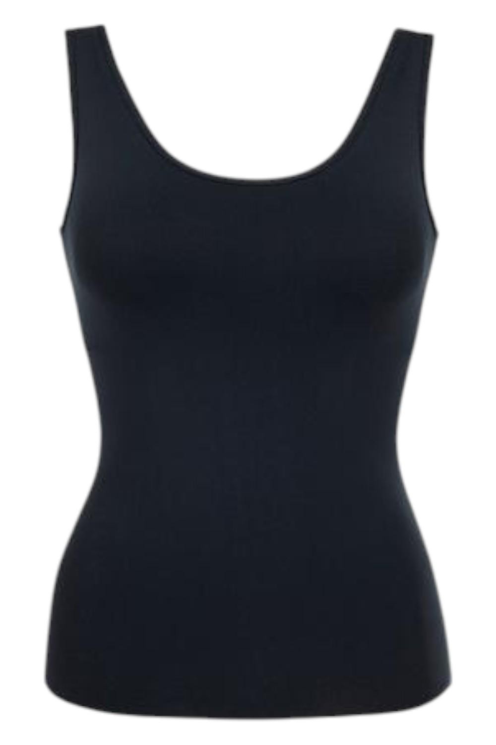 Rhonda Shear Women’s Seamless Tank Top with Shelf Bra Black