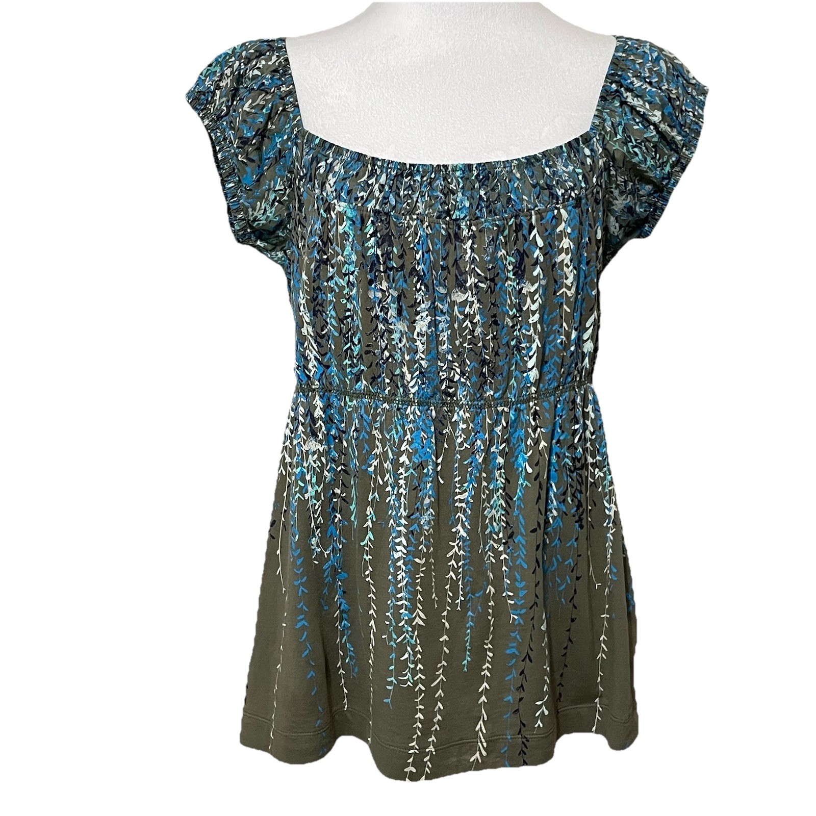 Calvin Klein Top Lightweight Floral Print Cap Sleeves Women’s M Blouse Wispy