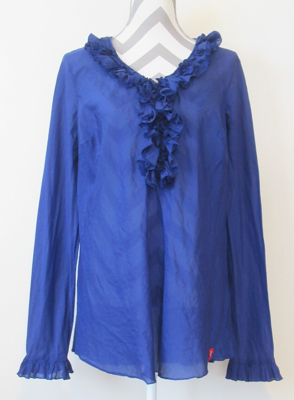 EDC 3851 Purple Long Sleeve Pullover Blouse Women’s Cottom Silk Sz L Sri Lanka