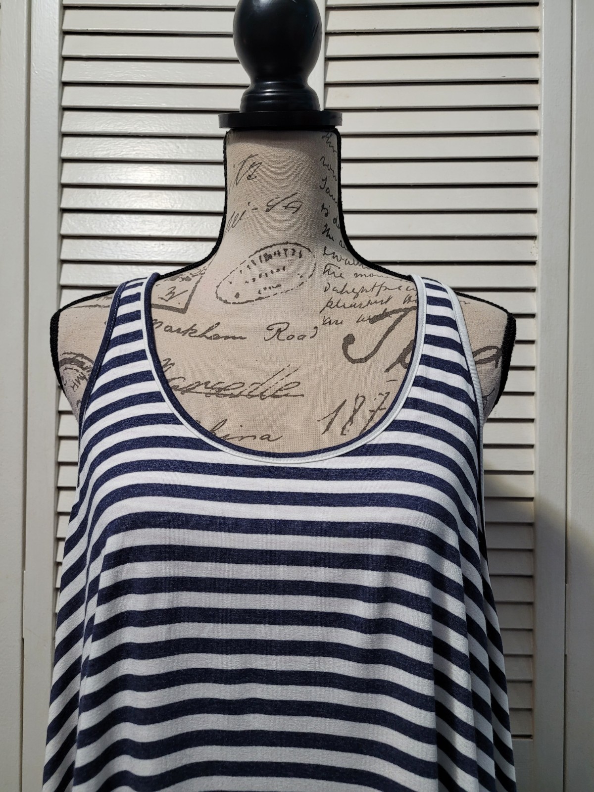 Ella Moss Oversized Layered Tank Top Women’s Large Striped Asymmetric High-Low