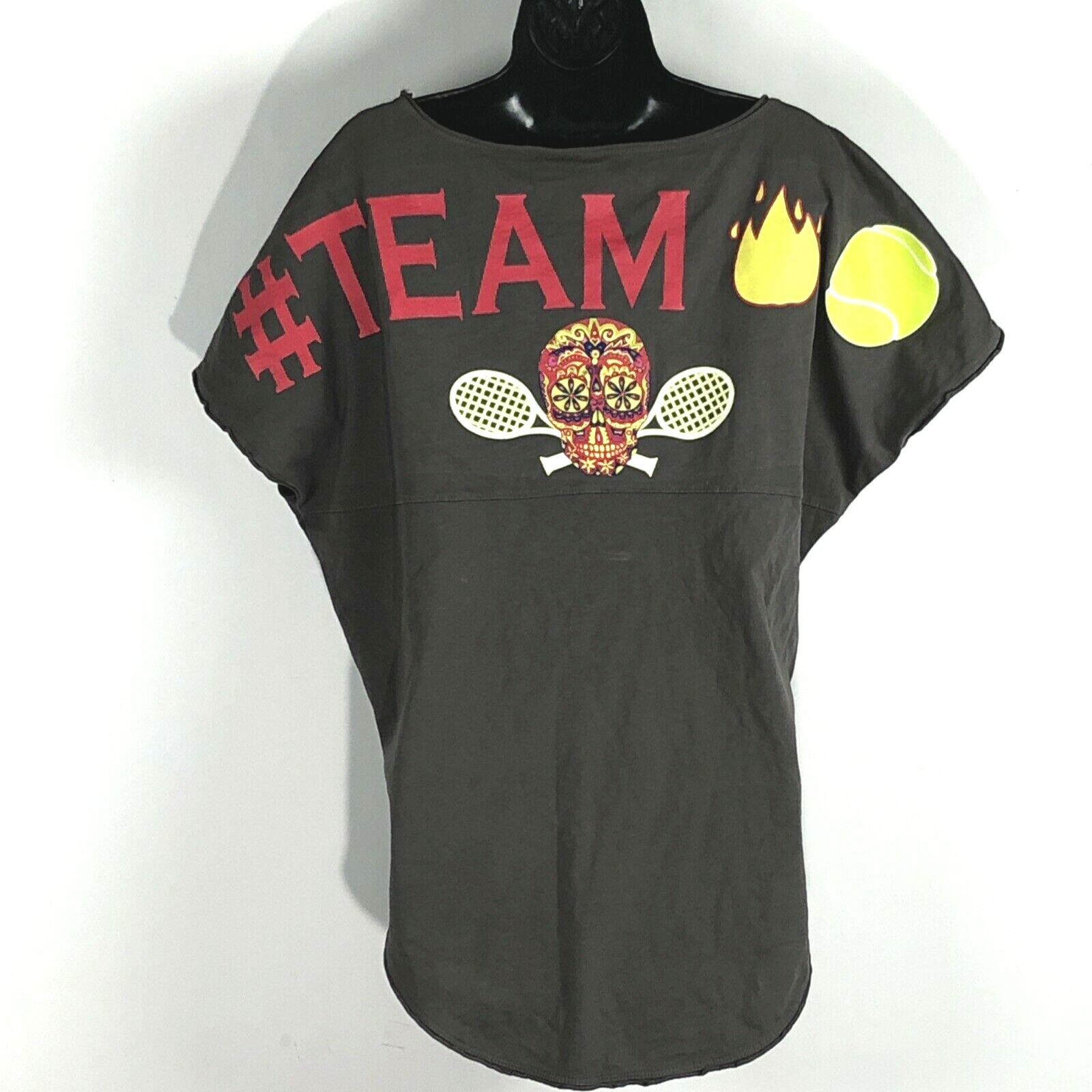 Spirit Jersey L Short sleeve Tennis Skeleton Top shirt Gray #Team Fire Muertos