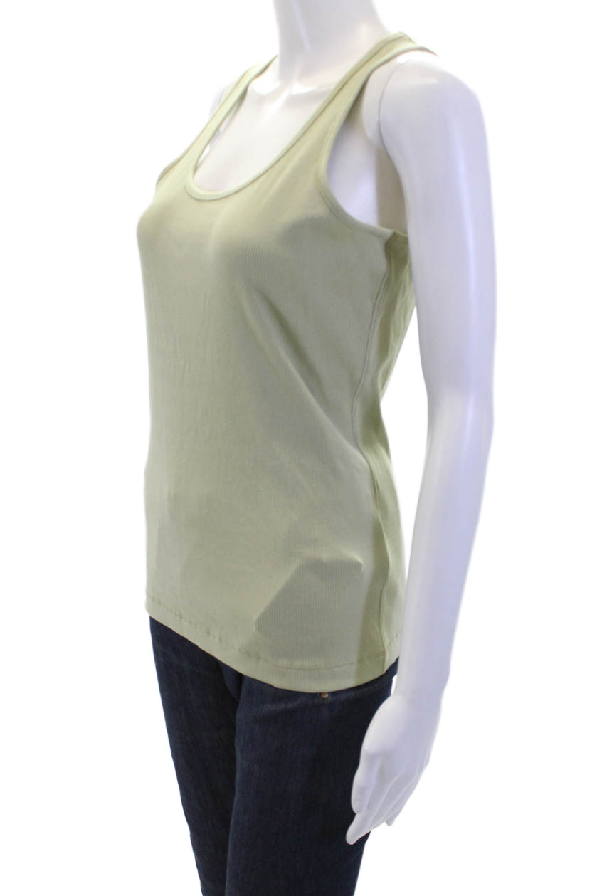 Anatomie Womens Ribbed Knit Tank Top Matcha Green Cotton Size Medium