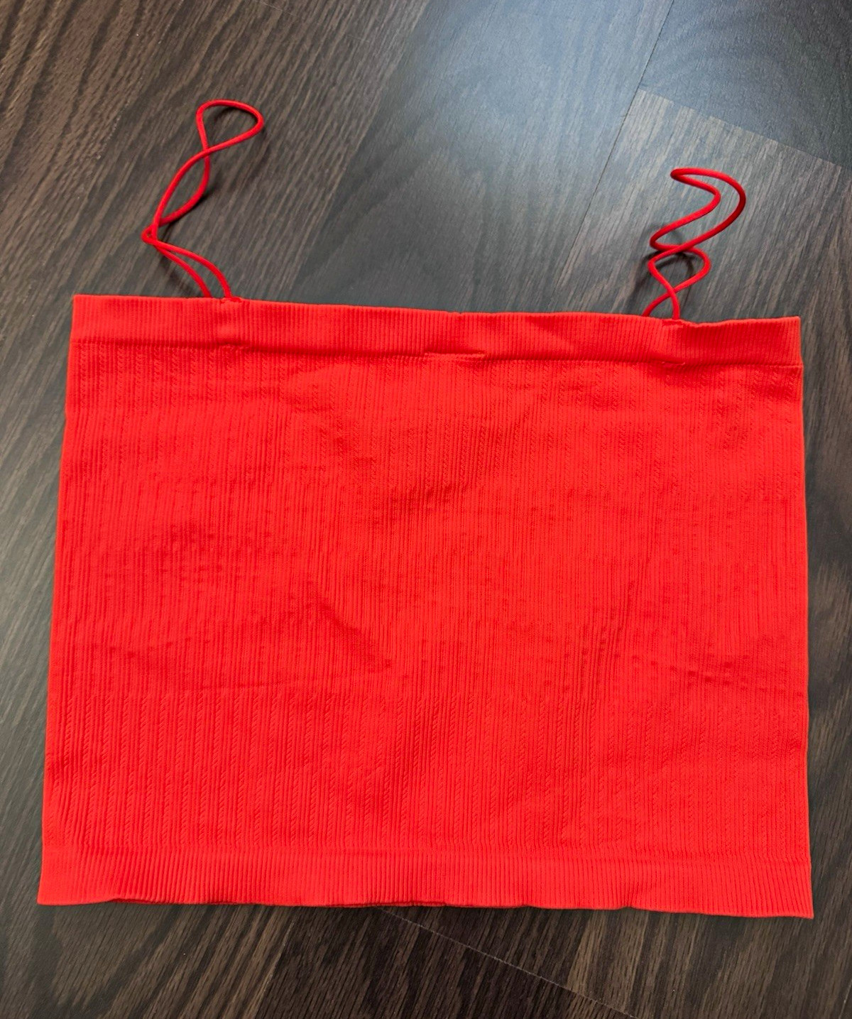 Nikibiki Orange Solid Ribbed Straight Neck Spaghetti Strap Cami One Size
