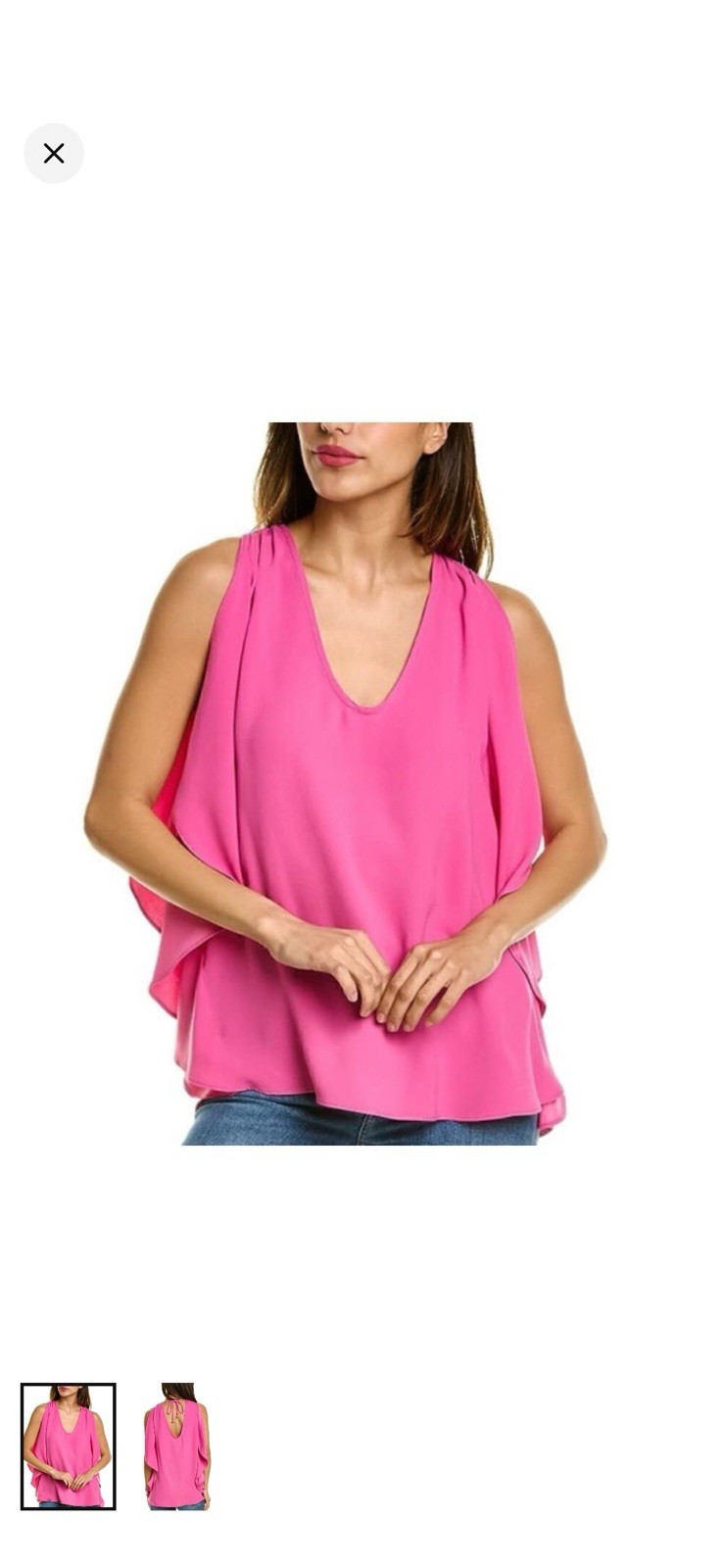 Trina Turk women Pink Haipo Tie Back Drape Sleeve Slit Top Sz Small $ 198 NWT