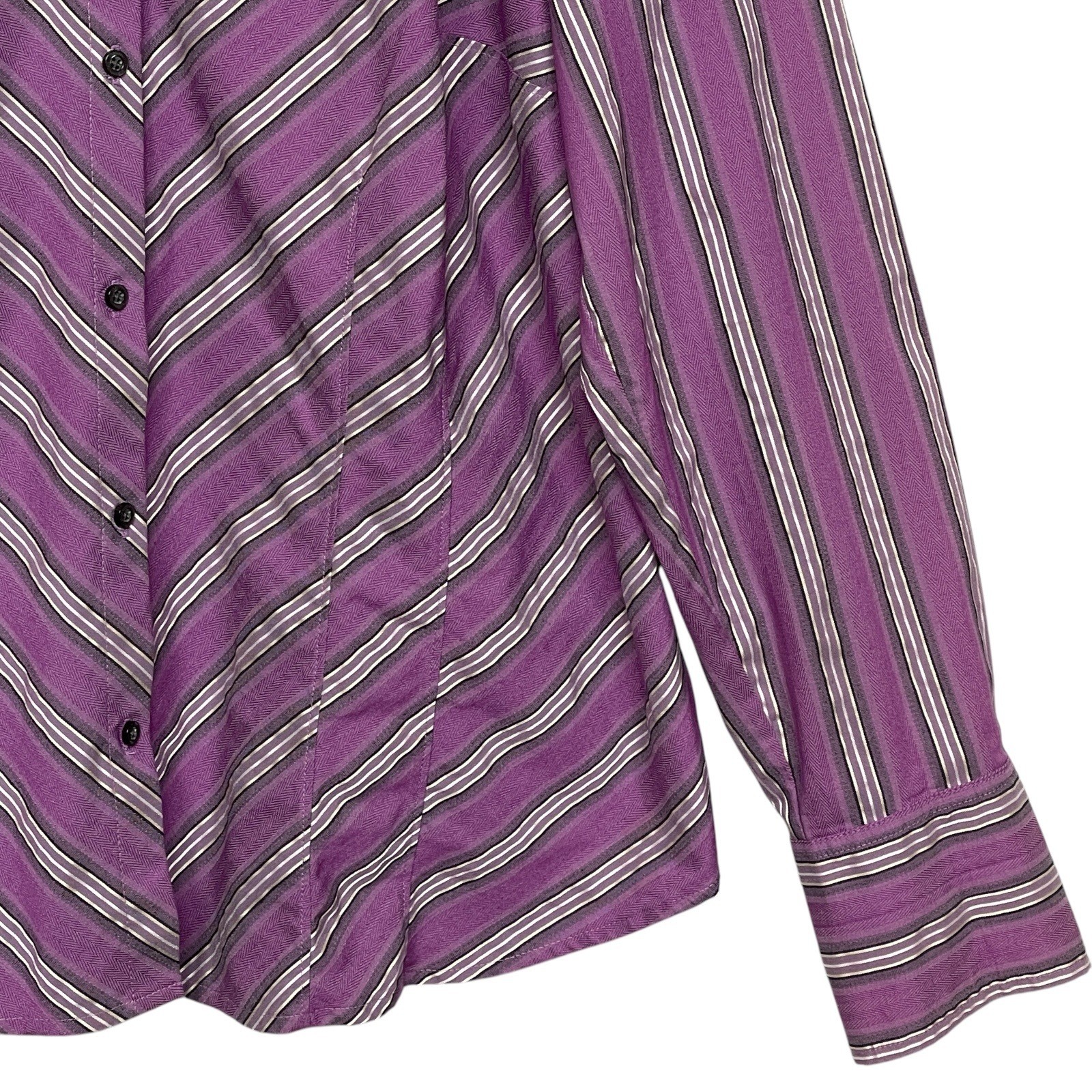 Worthington Woman 1X Purple Striped Button Down Shirt Stretch Easy Care Blouse