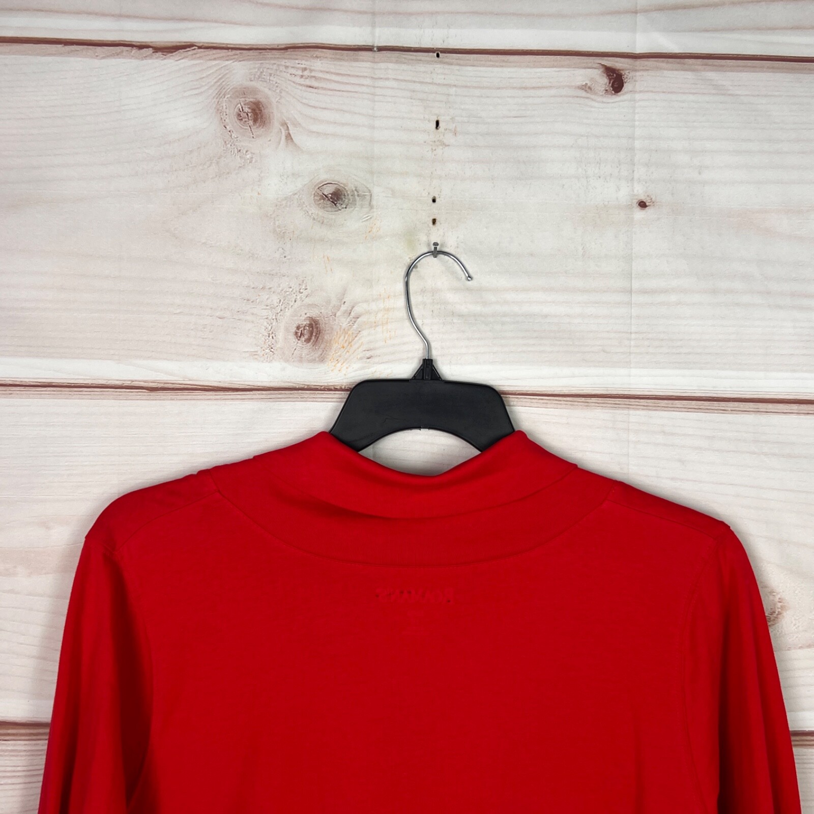 Roamans Top Womens 1X Red Shawl Collar T-Shirt Long Sleeve Tunic Cotton Solid