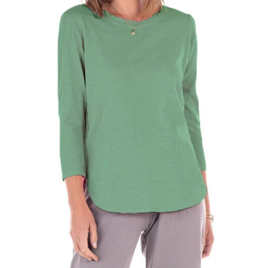 Fresh Produce xsmall green $55 cotton jersey catalina 3/4 sleeve top nwt new xs