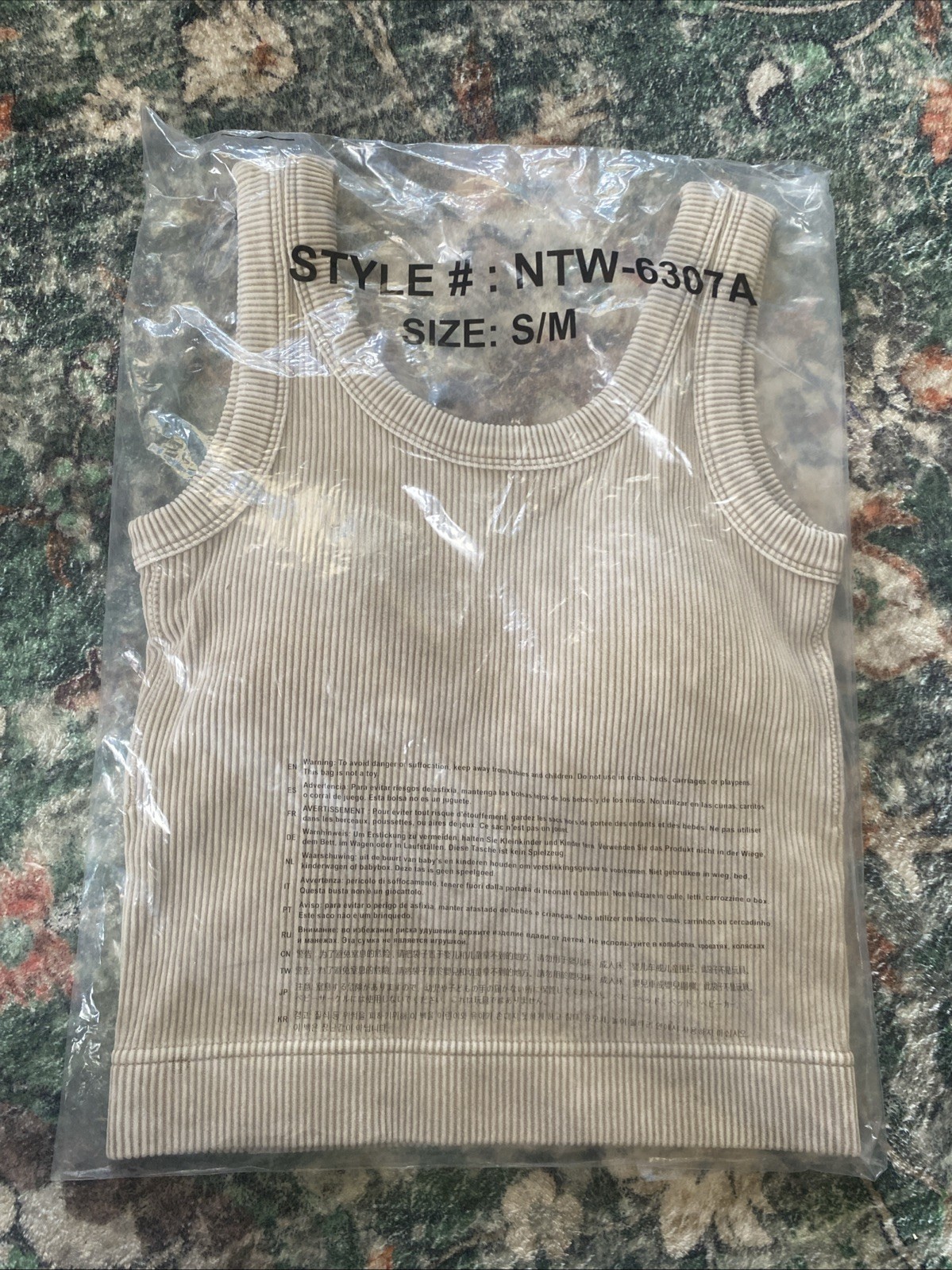 Zenana Seamless Bra Tank Top Ribbed, Padded, Size S/M and L/Xl Ash Mocha