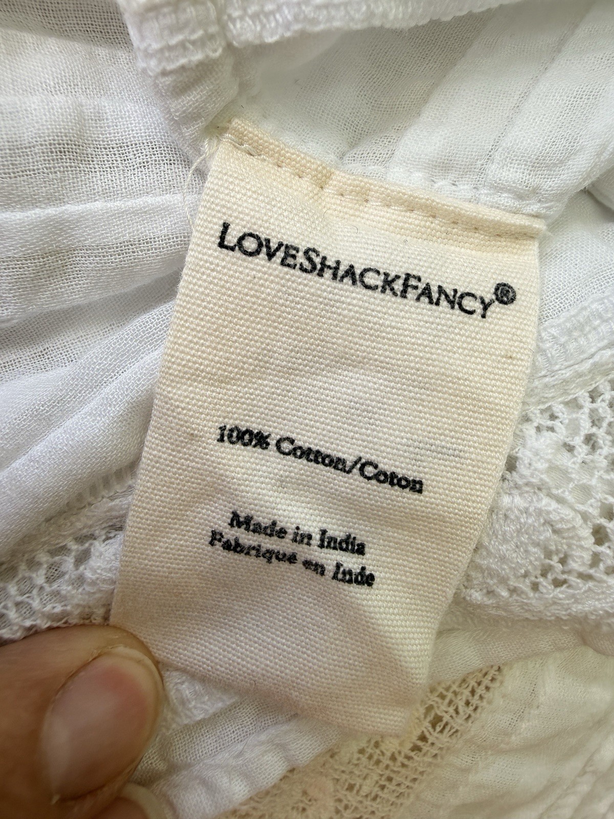LoveShackFancy Cream Lace-Trim Button Camisole Sully Top S Cottagecore Coquette