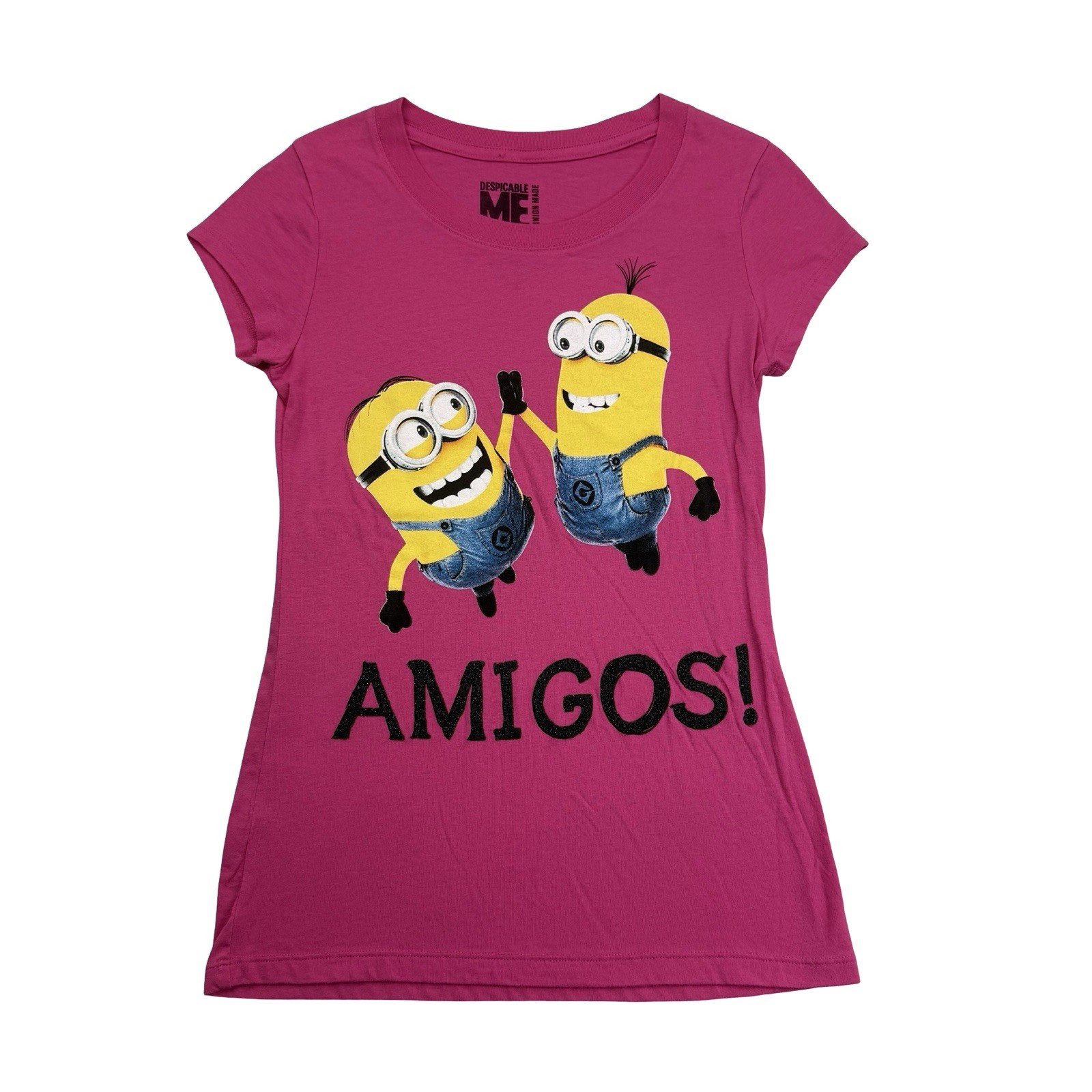 Despicable Me Minions Shirt Womens Small S Pink Amigos Short Sleeve