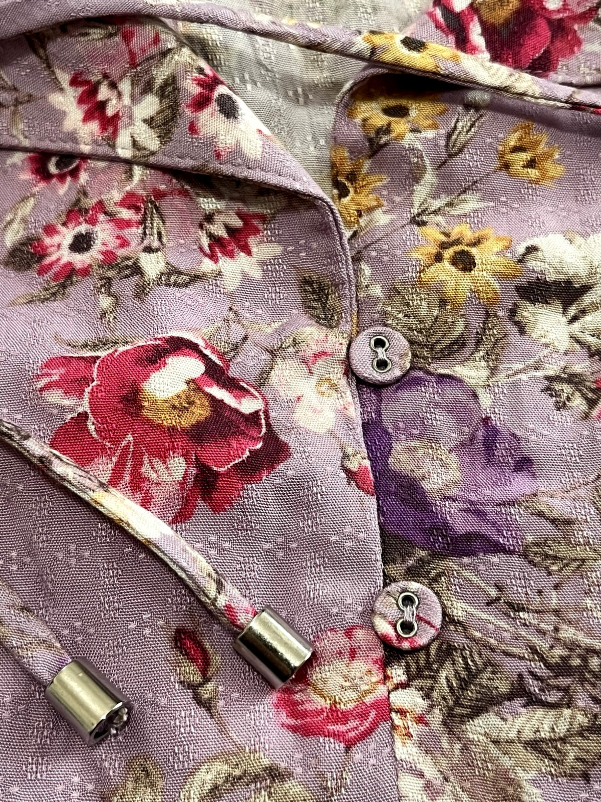 Buffalo David Bitton Flutter Sleeve Jacquard Floral Blouse, NWT Purple, S