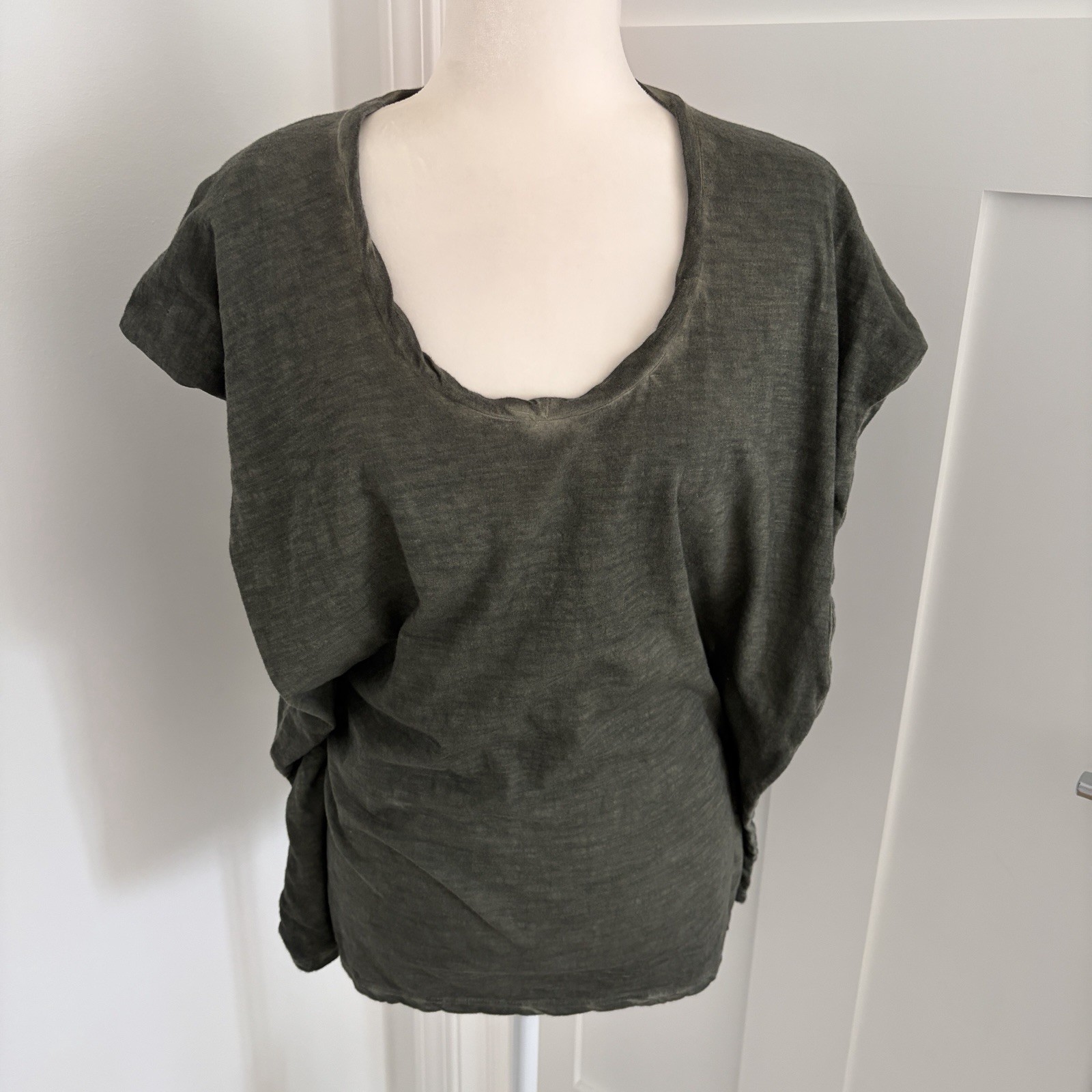 Nicholas K Hooded Open Back Cotton Tee Olive Green Short Sleeve Top Size S*3