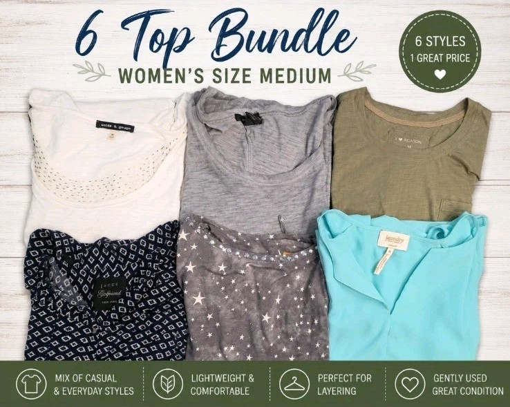 Women’s Tops Lot of 6 Size Medium Mixed Brands Short Sleeve Sleeveless Casual…