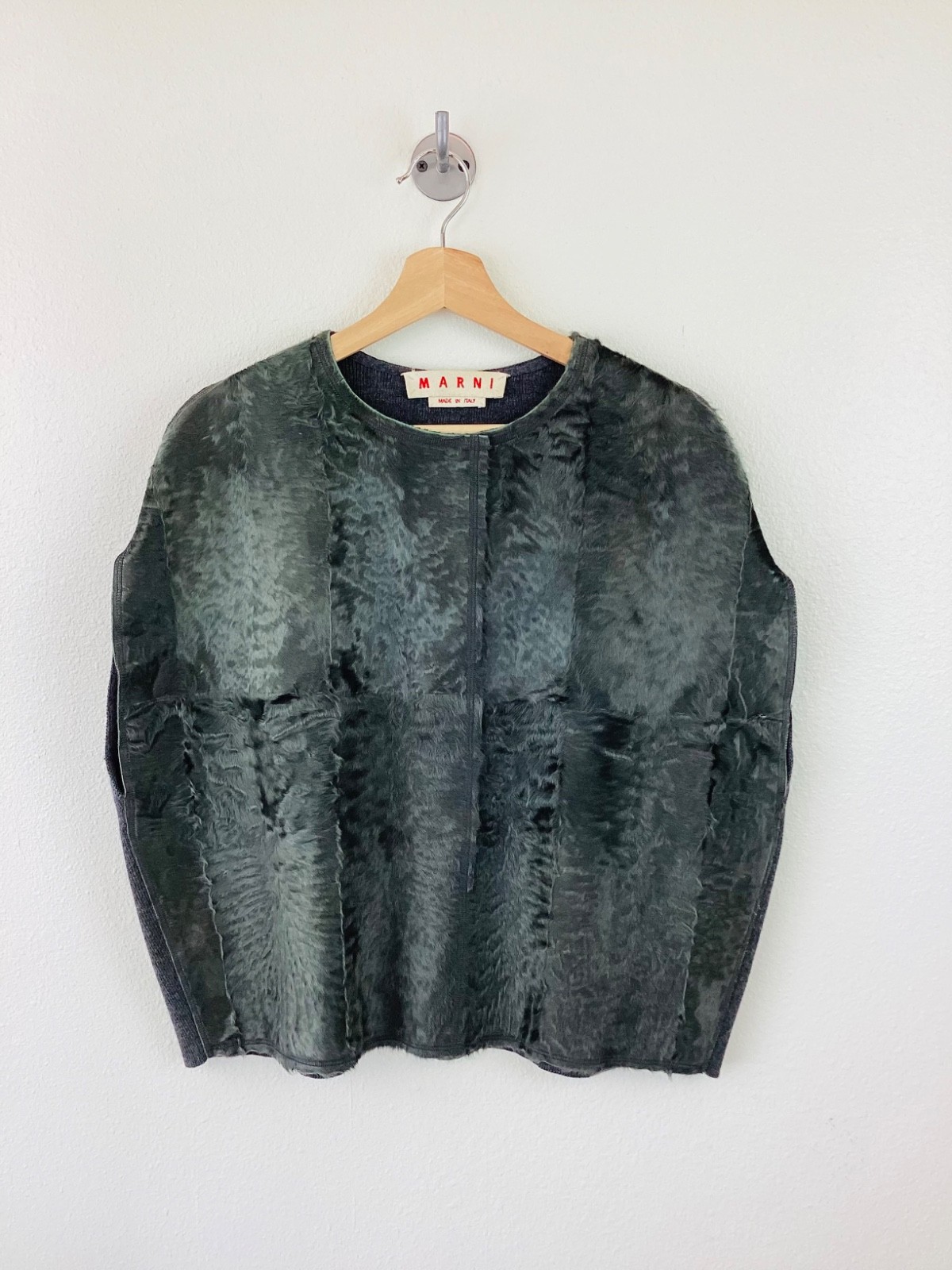 MARNI Grey FUR & WOOL Cocoon Style Top / Shirt M