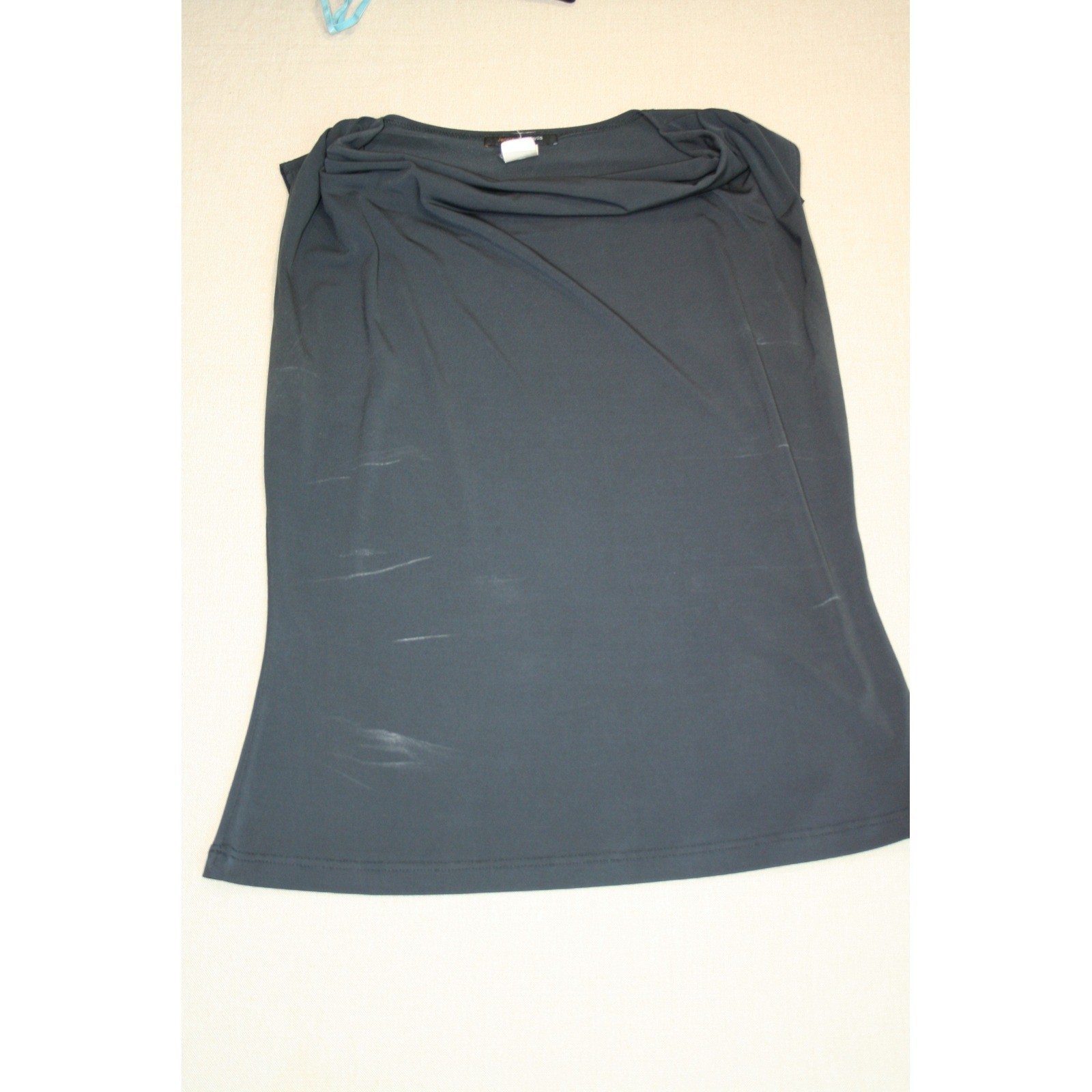 Jennie & Marlis Womens Charcoal Gray Cowl Neck Sleeveless Top Small 707-3836