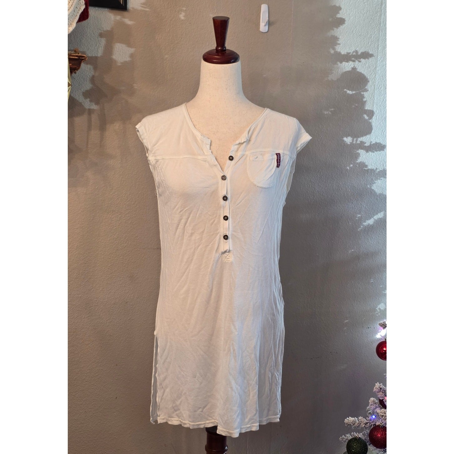 Hard Tail Women’s White Tunic Top SZ Large Y2K Shift Dress