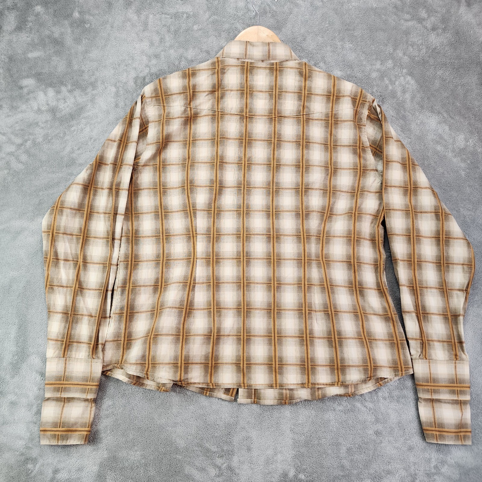 Panhandle Slim Shirt Womens Extra Large Brown Plaid Pearl Snap Western Rodeo
