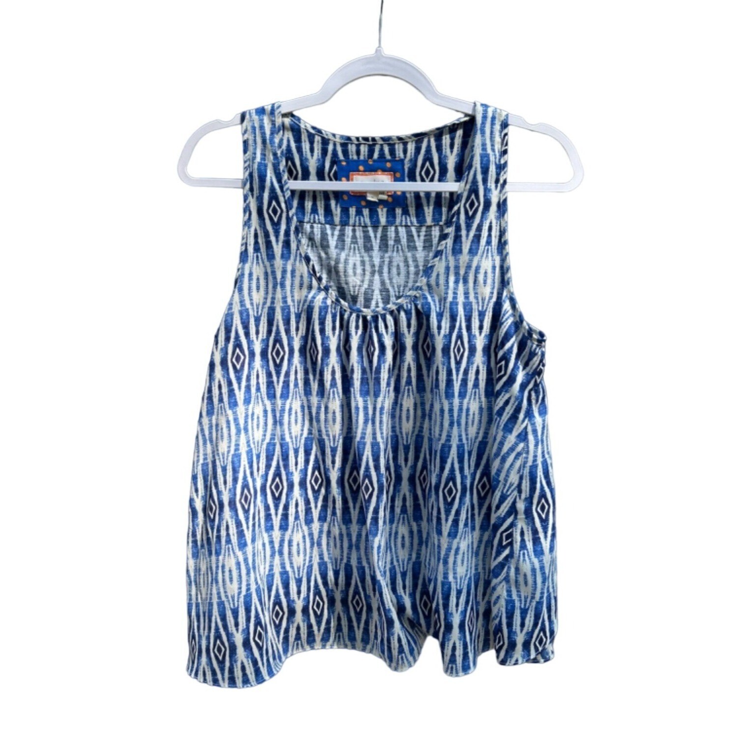 Meadow Rue Anthropologie Merlon Tank Top Size M Blue Striped Diamond Womens