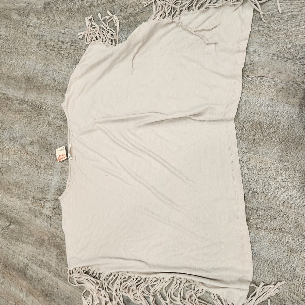 NWT FP Movement By Free People Beige Fringe Poncho Size Small