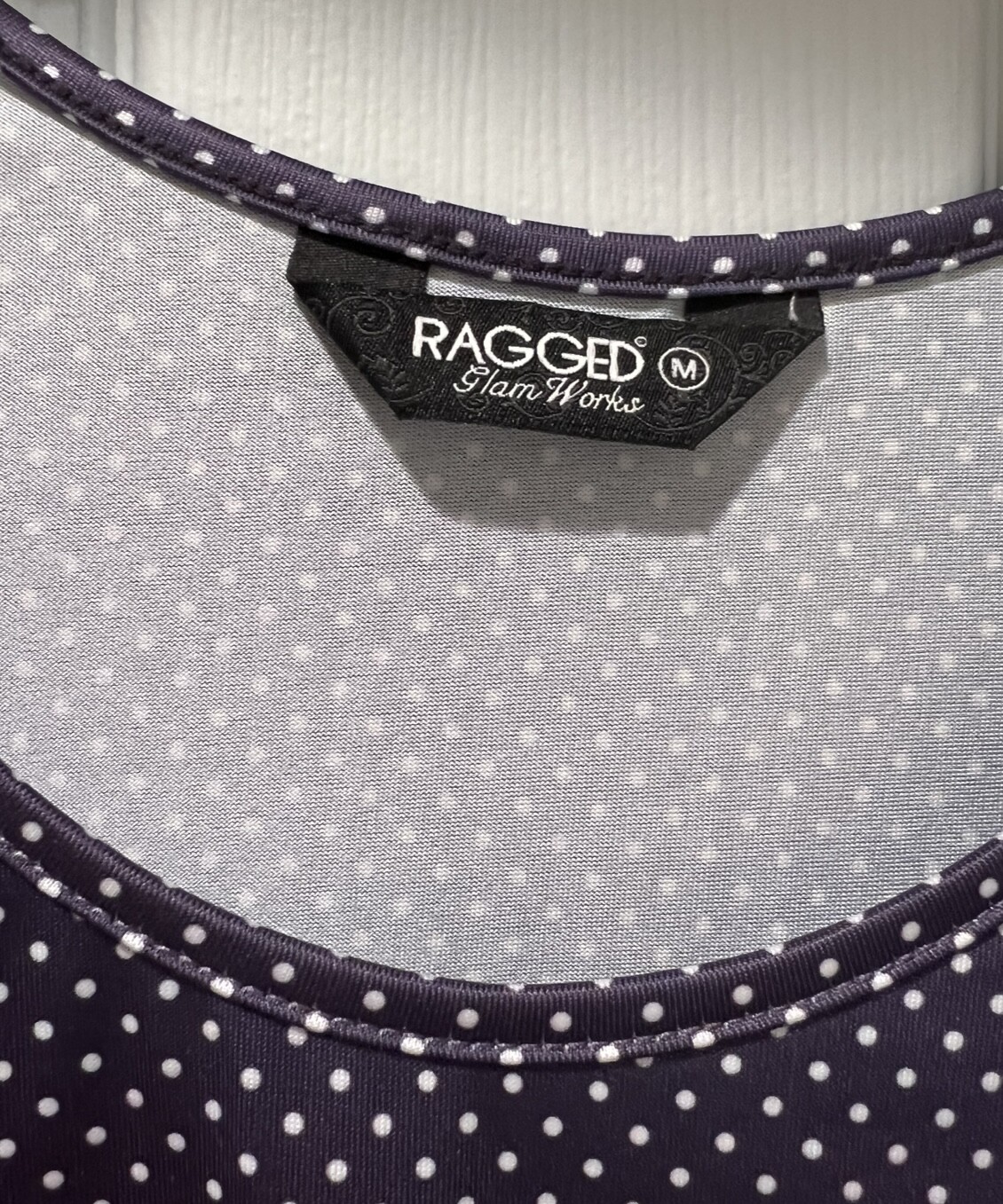 Ragged Womens Bodysuit Size Medium Stretch Colombian Brand Purple Grey Polka-Dot