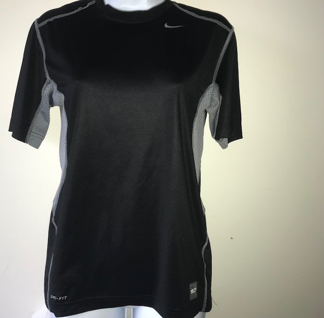 Nike Women’s Pro Combat Dri-Fit Fitted Shirt Black Athletic Top Size L