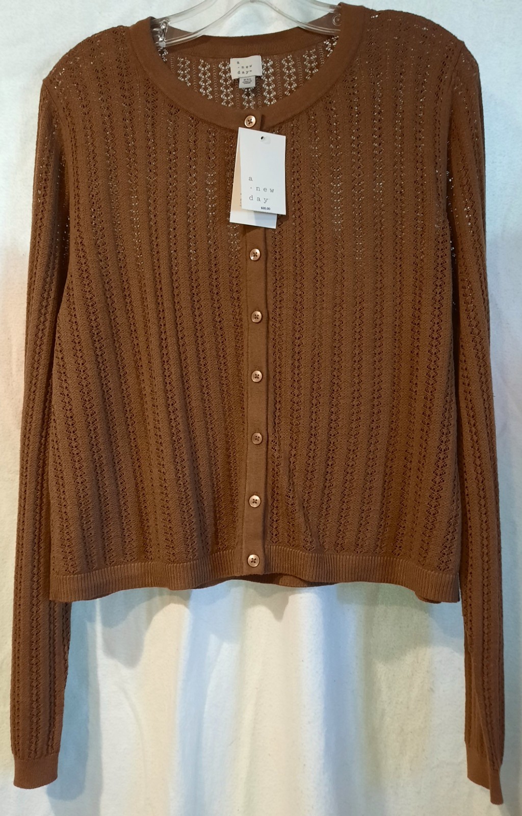 A New Day Brown Knit Sweater Size XXL. 55% Cotton 45% Viscose. Delicate Design!