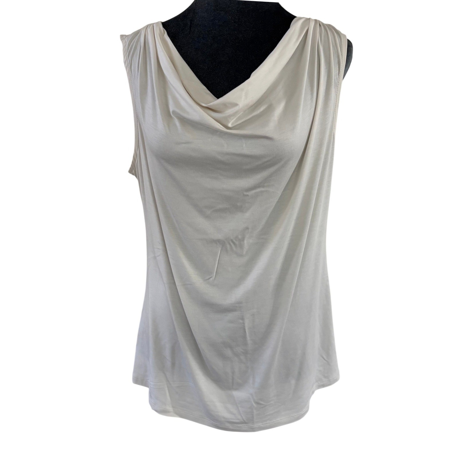 Classiques Entier Minimalist Quiet Luxury Cowl Neck Sleeveless Blouse Ivory L