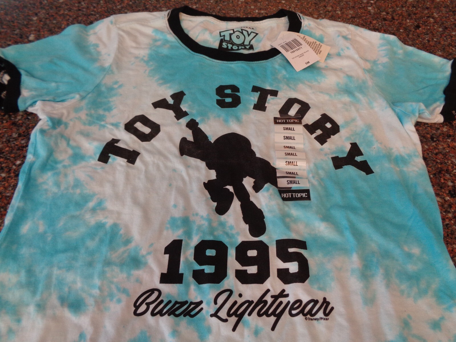 Toy Story Buzz Lightyear Women’s SS Small Ringer T-Shirt Blue Tie Dye NWT