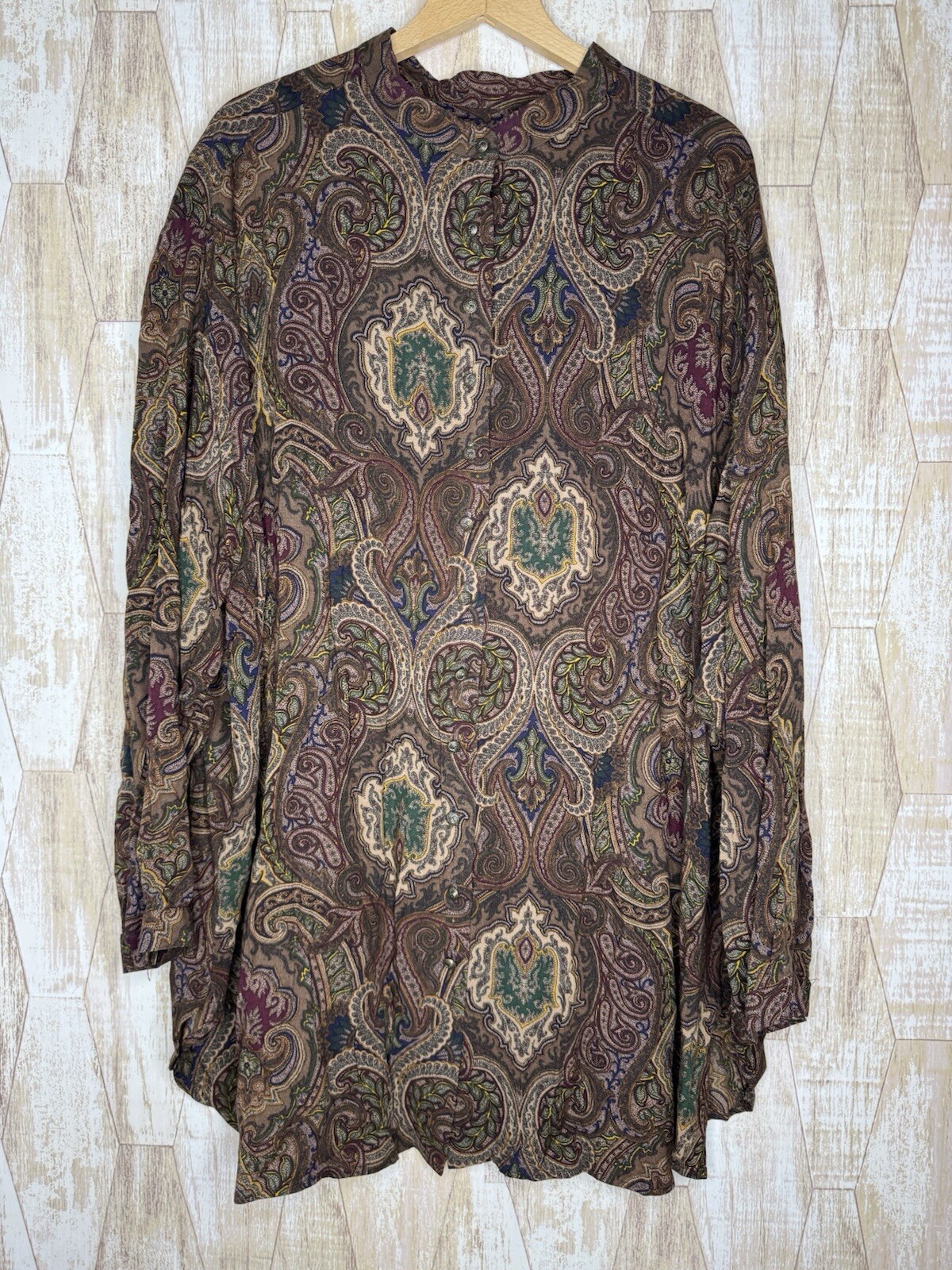 Vintage Kathryn Deene Size 26/28 Shirt Top Women’s Button Down Paisley Geometric
