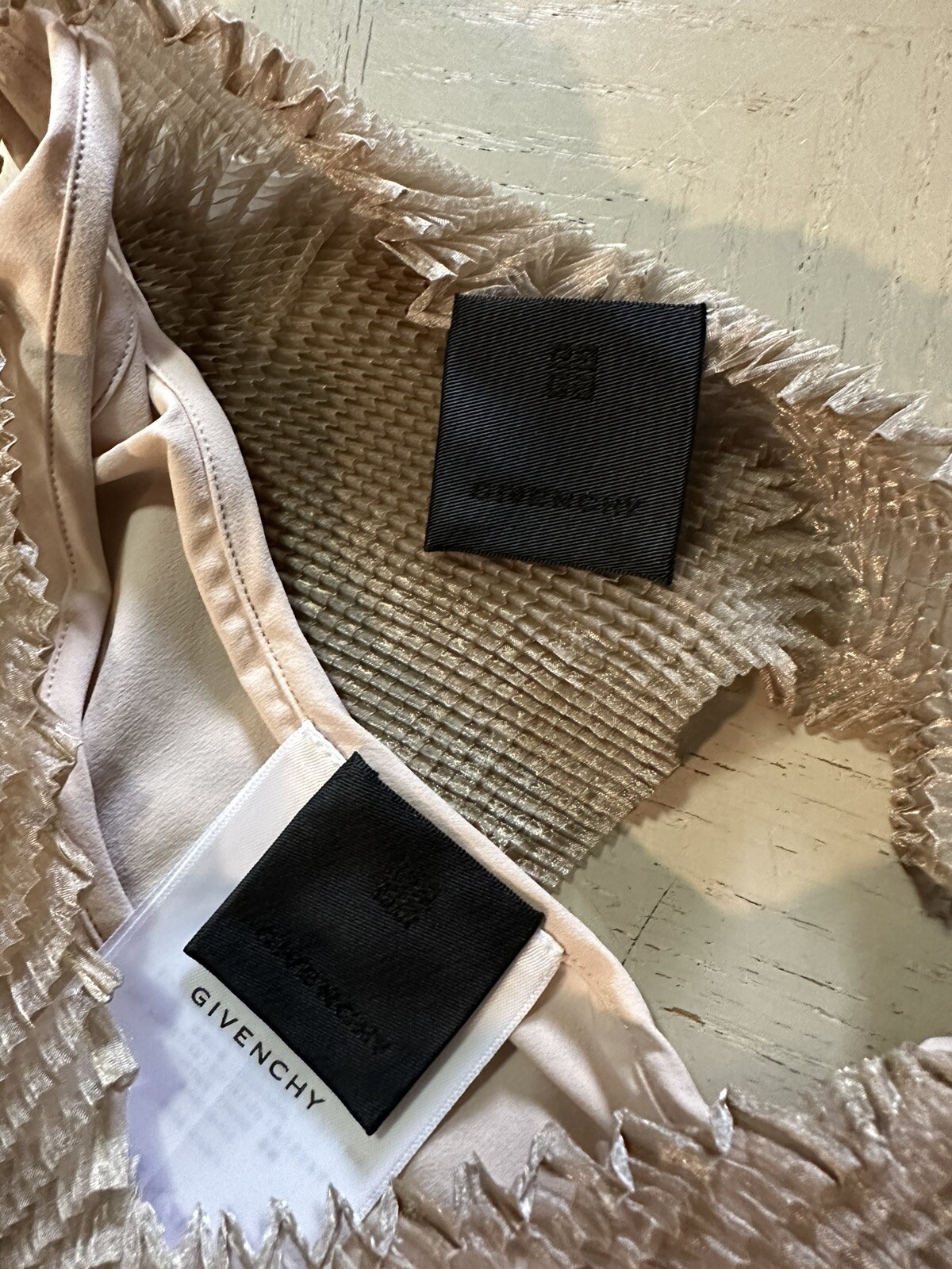 New $2385 GIVENCHY Flared Hem Organza Top Color: PALE GOLDEN One Size Italy
