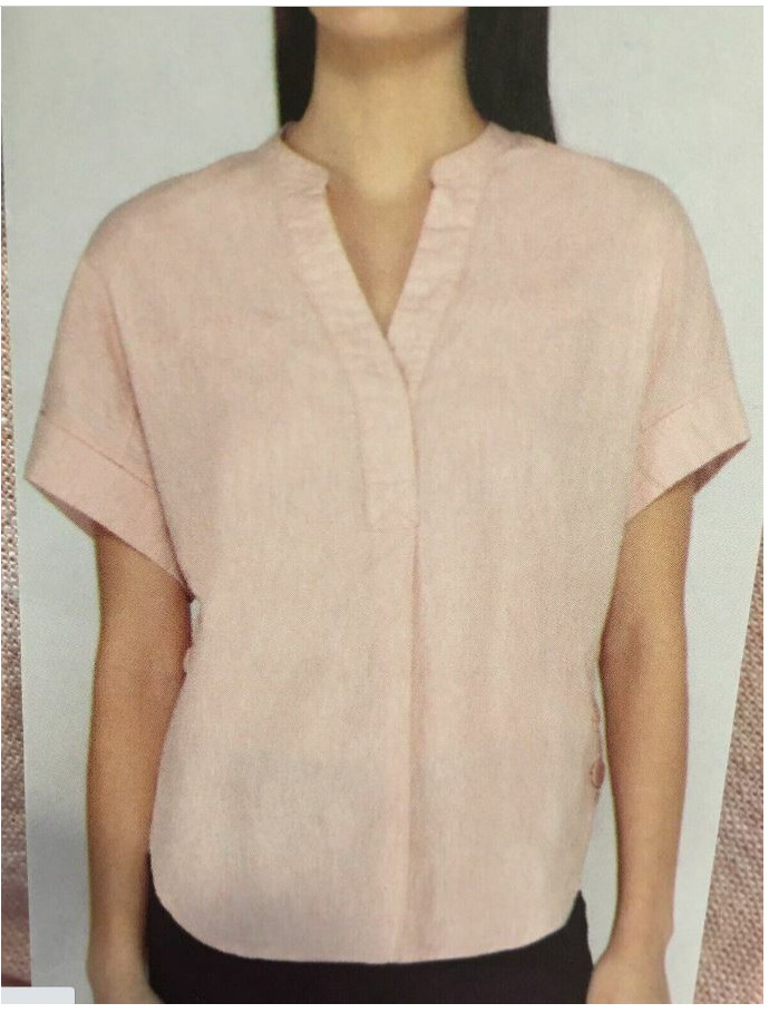 NICOLE MILLER WOMEN’S BUTTON ACCENT V NECK SHIRT (LIGHT PINK SMALL) NWT