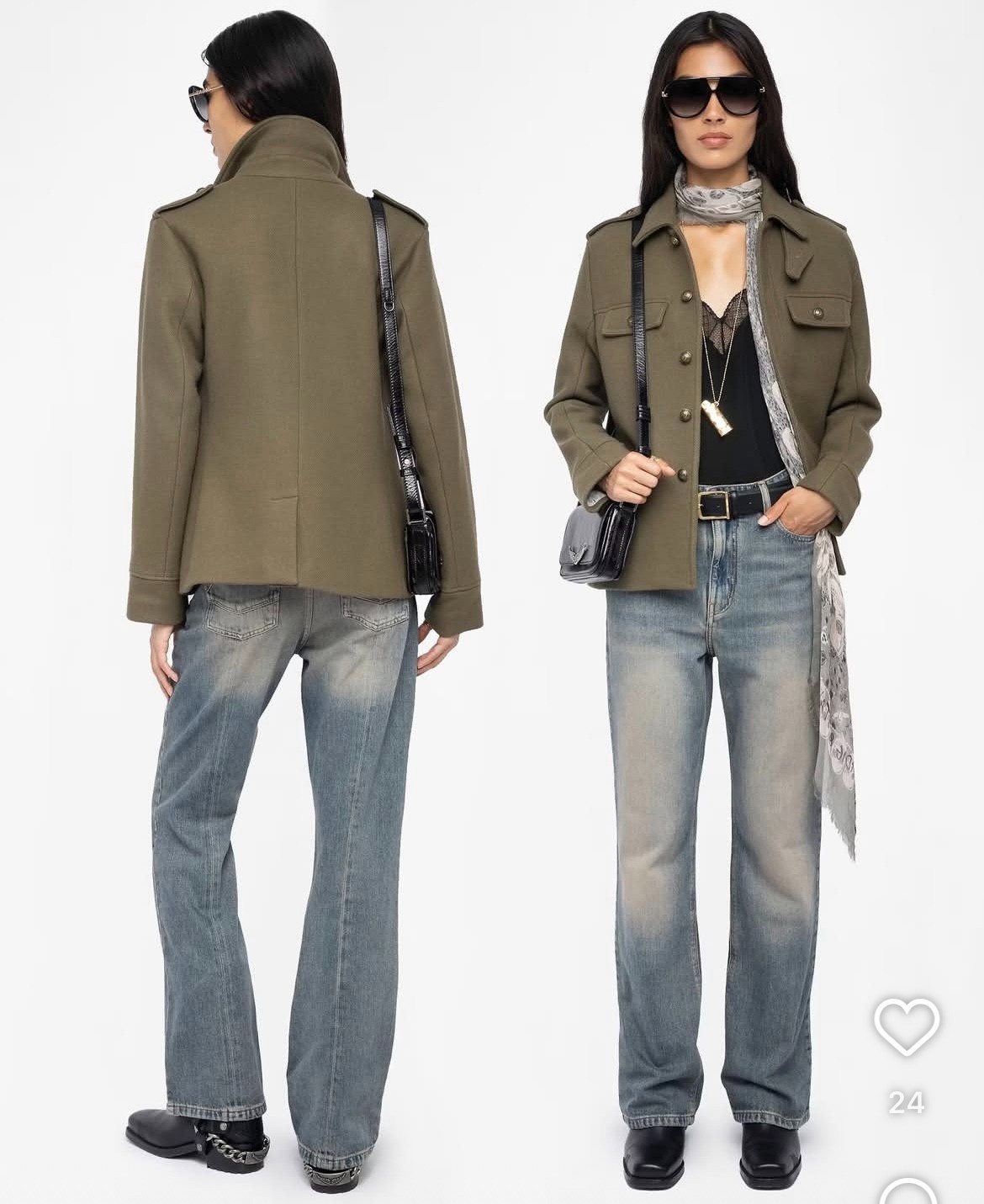 AUTHENTIC Women French Zadig & Voltaire Charm Wool Blend Lapel Coat Jacket XS-L