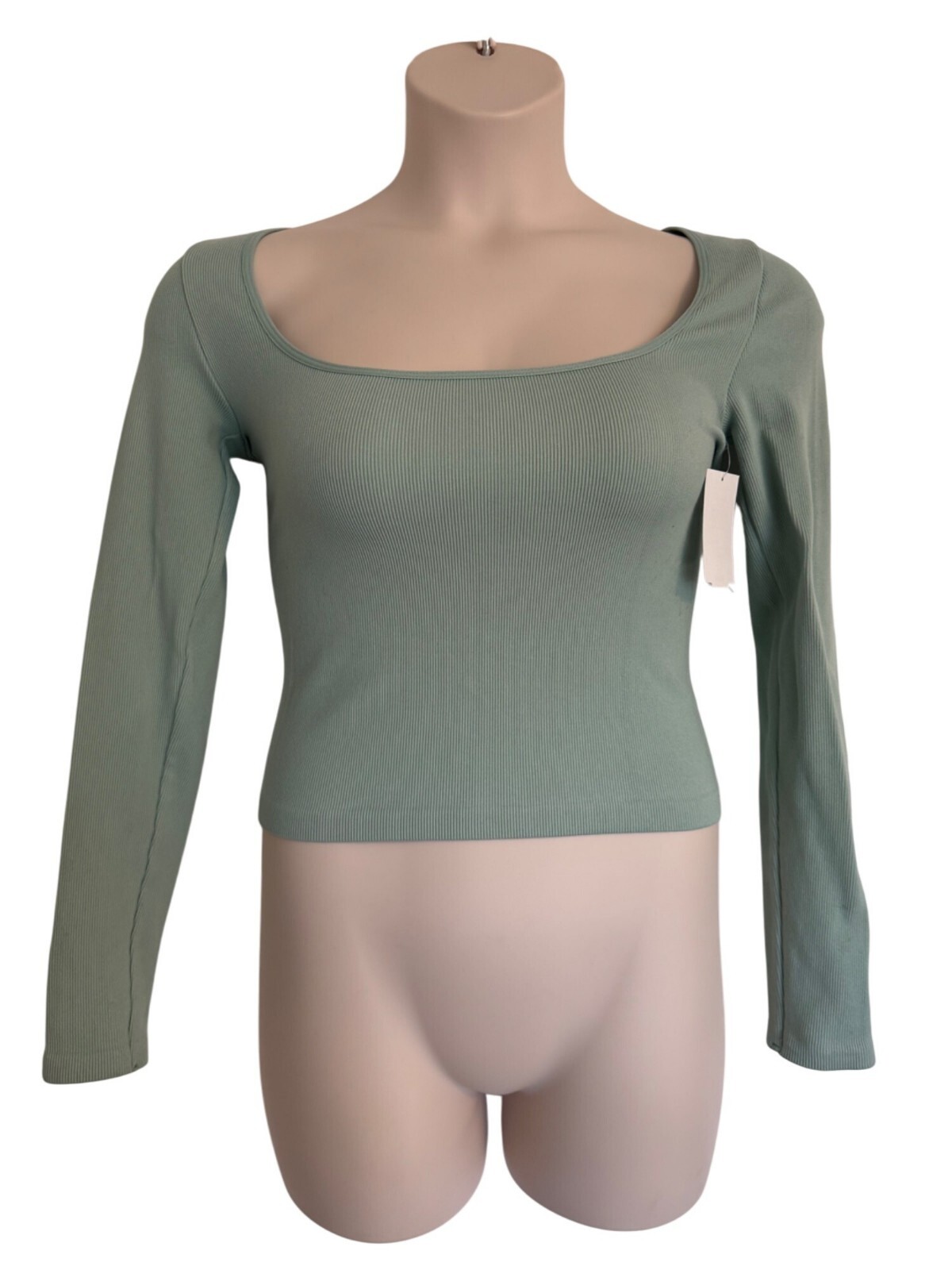 Elodie Ribbed Stretched Square Neck Size L/XL Mint Green Crop Top NWT