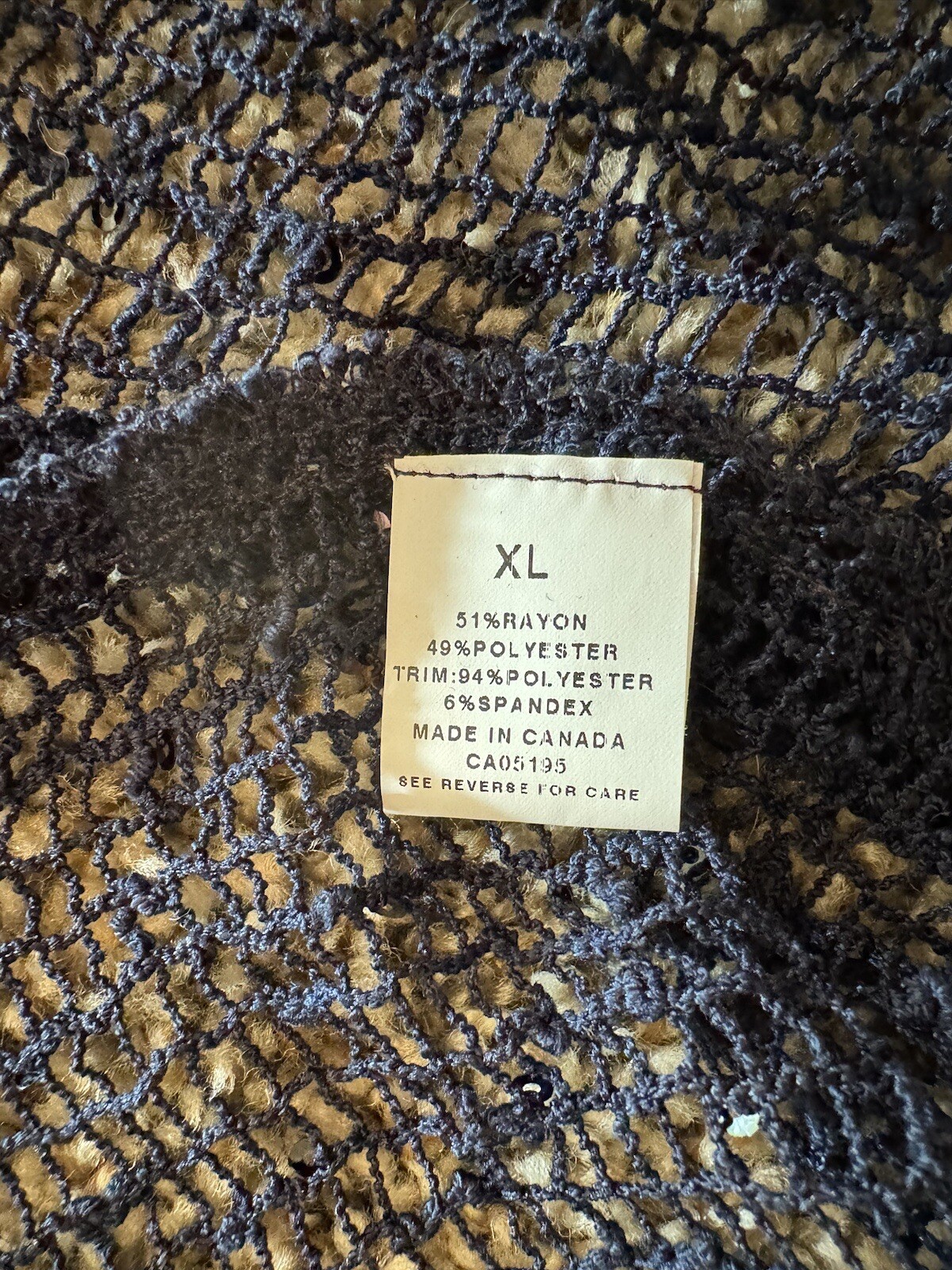 Drapers and Damons XL Navy Blue Sequined Loose Weave Mesh Pullover Top 3/4 SLV