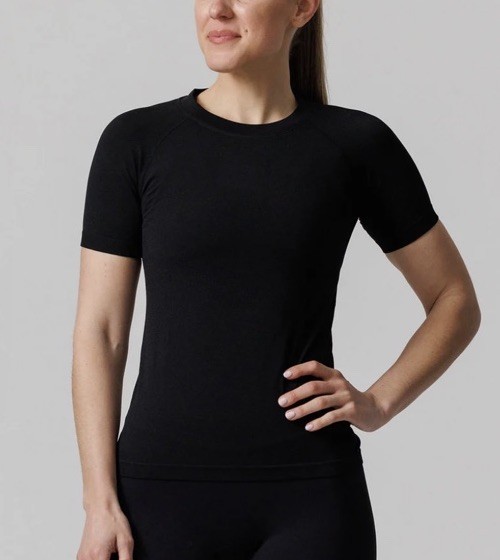 THREE NAILS Women’s SEAMLESS TEE – Black, Large