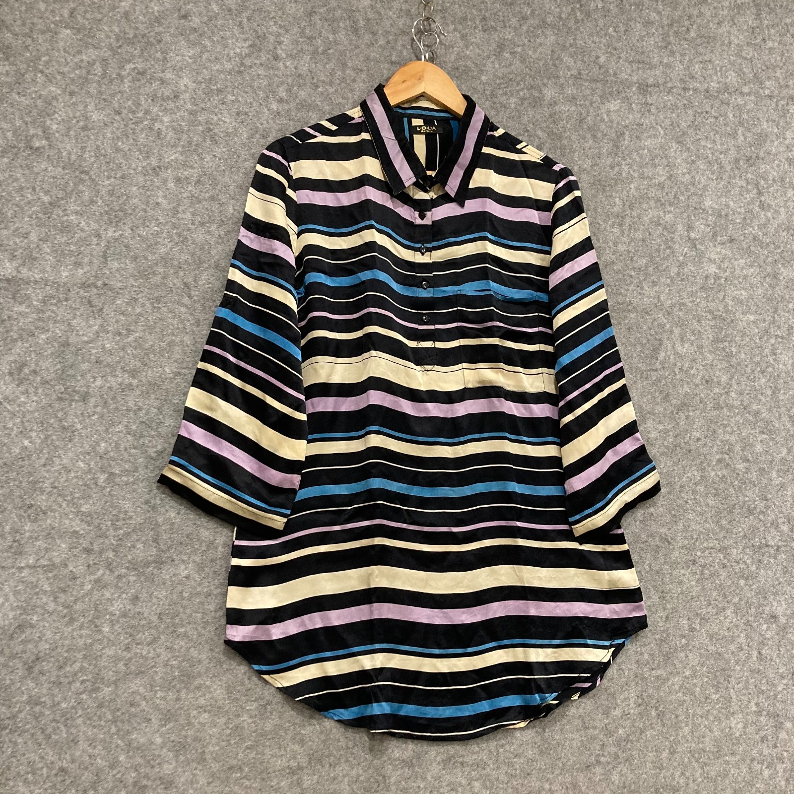 Lola Australia Blouse Womens Size XS Silk Striped Tunic Multicolour 39916