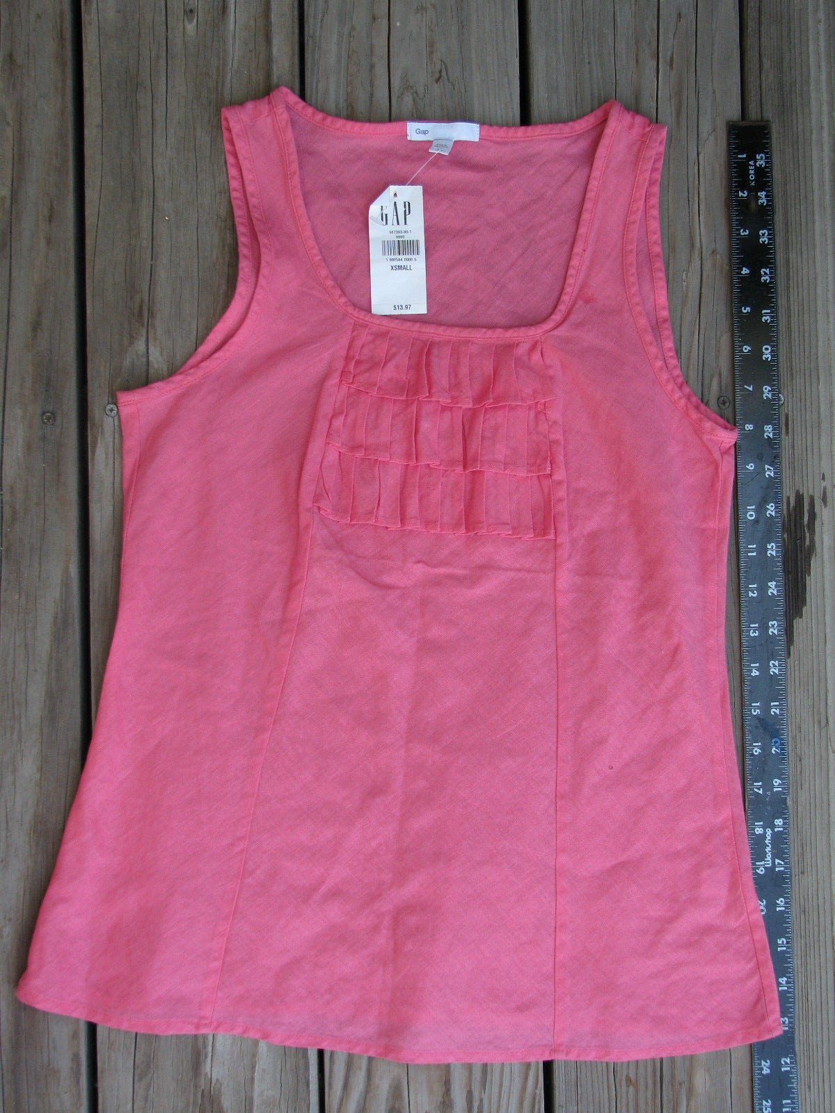 NWT ~ GAP ~ Sz Xsmall ~ Orange Ruffle Sleeveless Linen Cotton Tank ~ SHIPS FREE