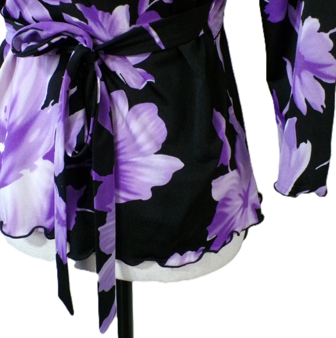 Y2k Babydoll top S Black deep Purple Floral Lace Ties Fairygoth Vampy Whimsigoth