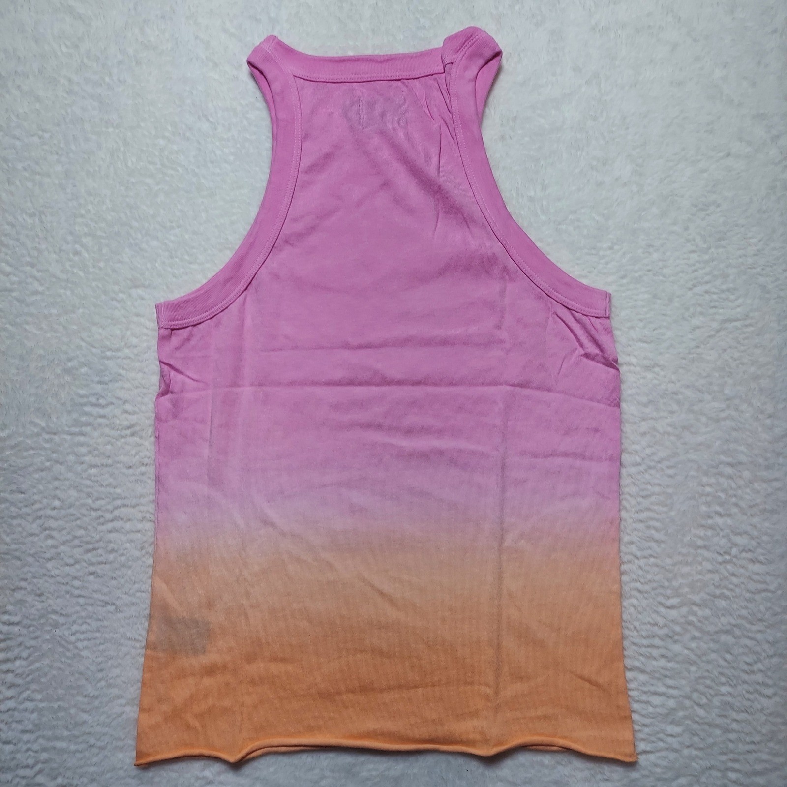 WSLY Rivington Tank Top Women XS Pink Orange Ombre Ribbed High Neck Racerback