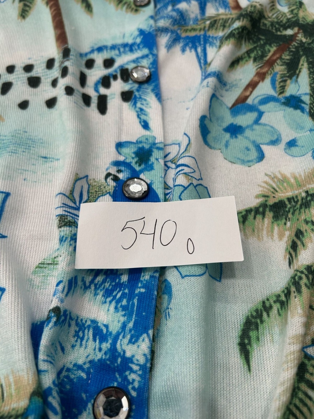 Coral Bay XL Blue Green Tropical Palm Tree Tie-Front V-Neck Top Naturecore Boho