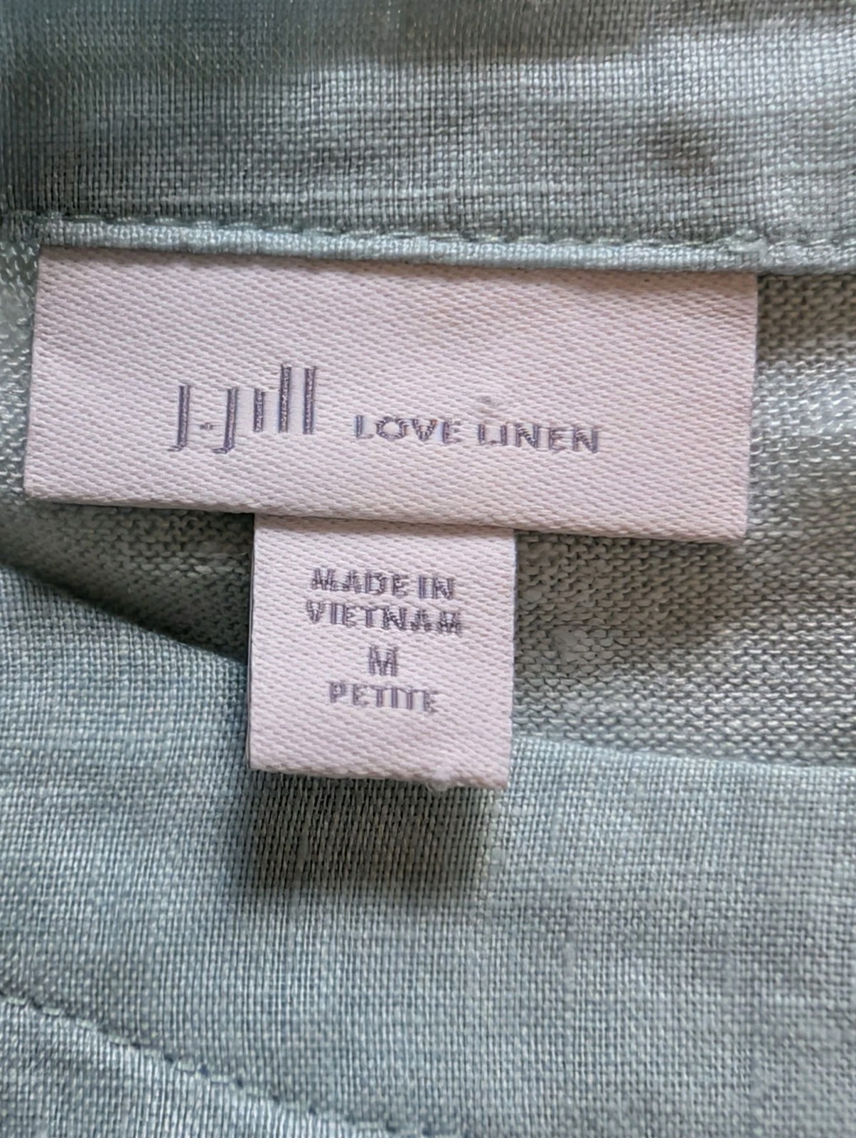 J. Jill Love Linen Blue 100% Linen Top M Petite Coastal Minimalist Effortless