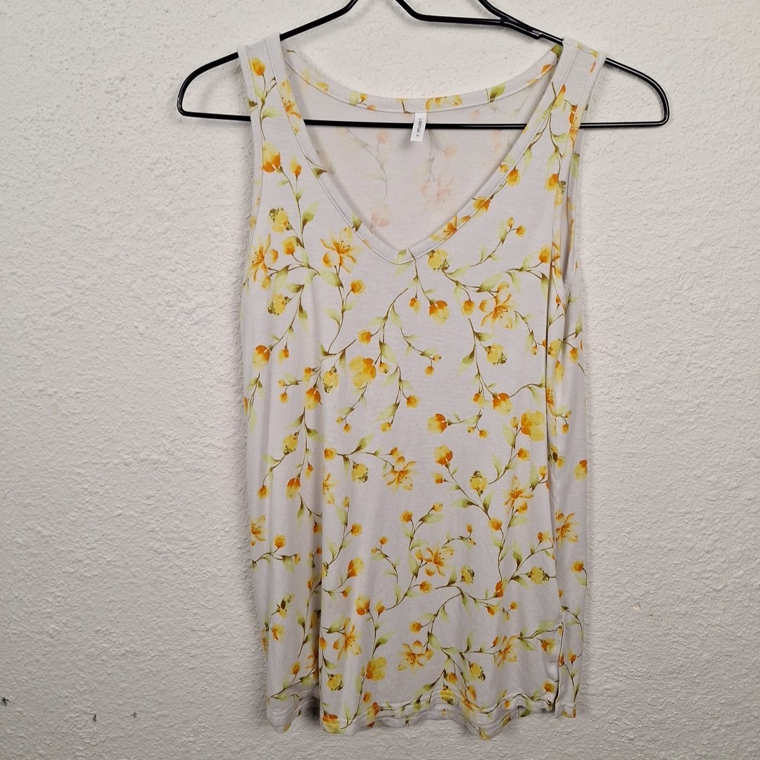 Longyuan Top Womens Large Multicolor V-Neck Sleeveless Tank Rayon Blend