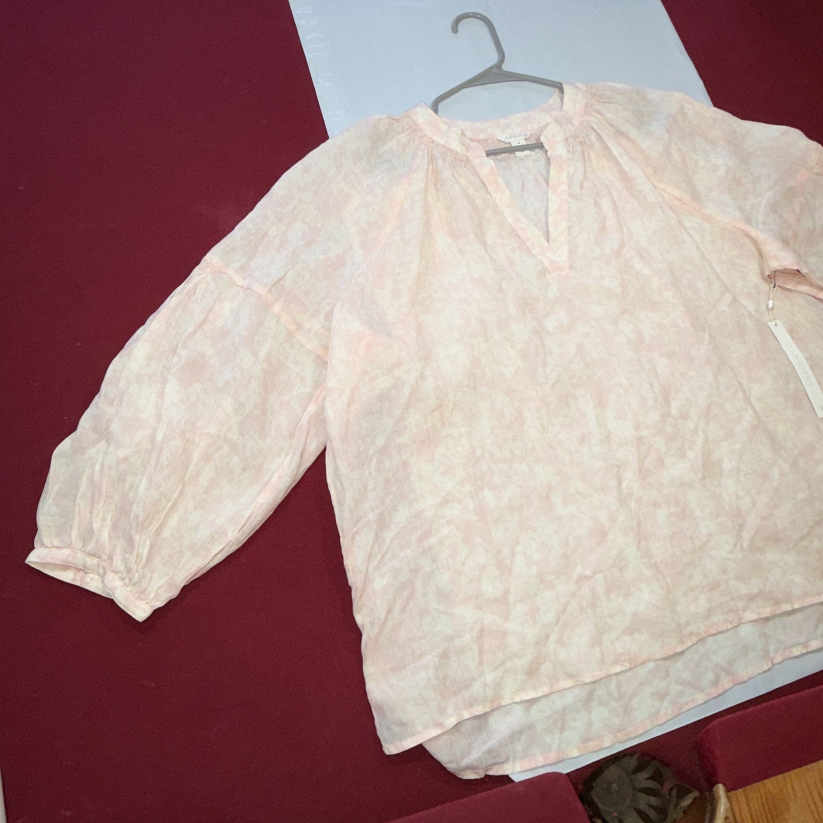 CASLON Pink Floral Blouse NEW women’s 2XL V Neck Pullover Tunic Flowy Cotton Top