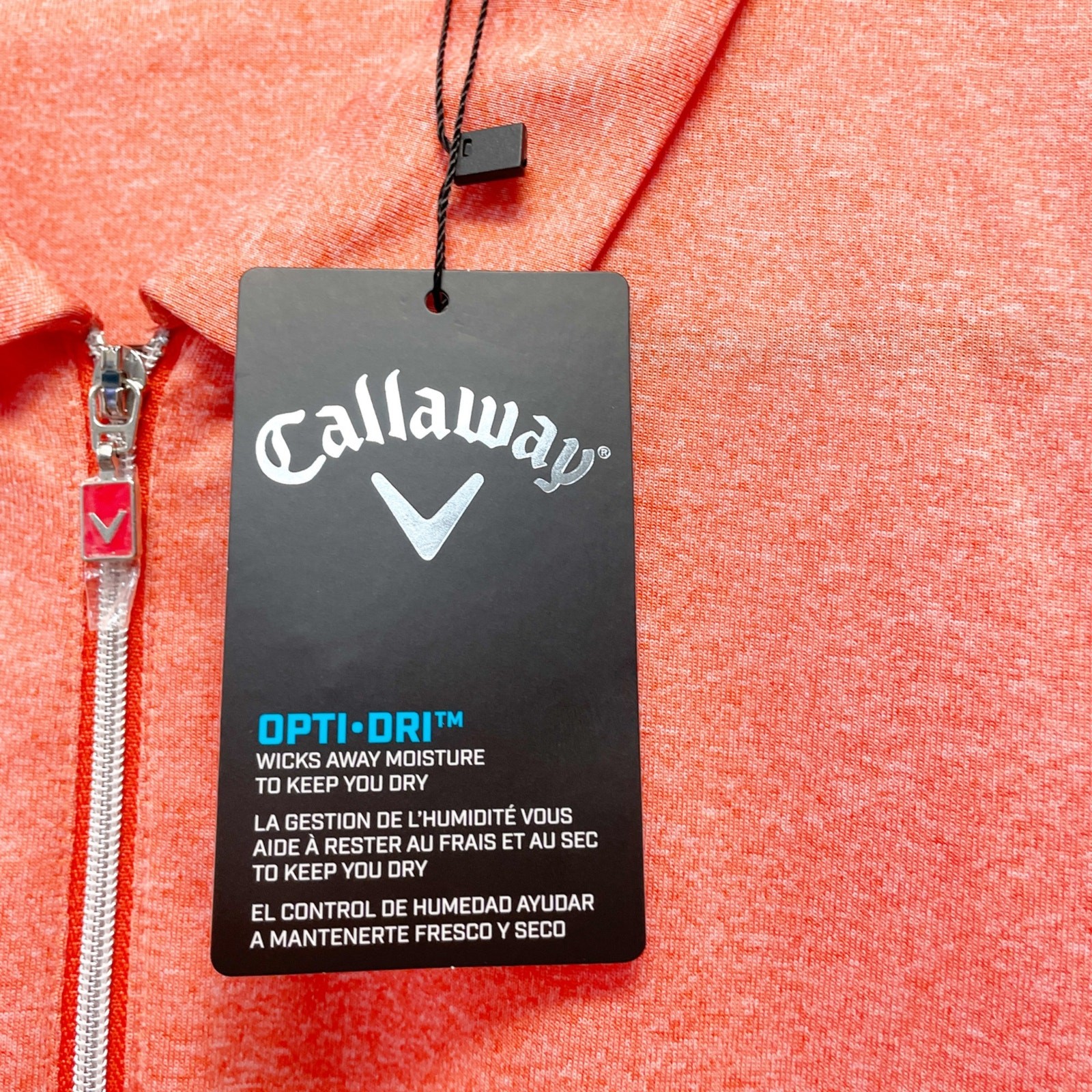 Callaway Womens Opti-Dri Quarter Zip Polo Heather Golf Shirt Coral Orange Size M