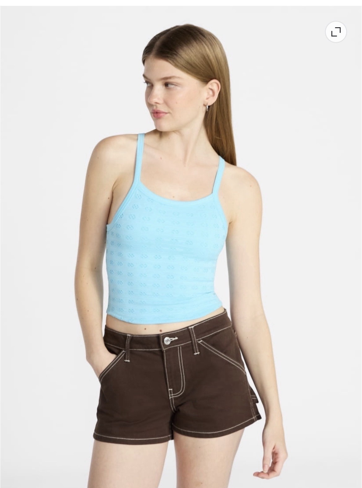 NO BOUNDARIES Women’s Size XXL Cropped Textured Stitch Tank Top • Droplet