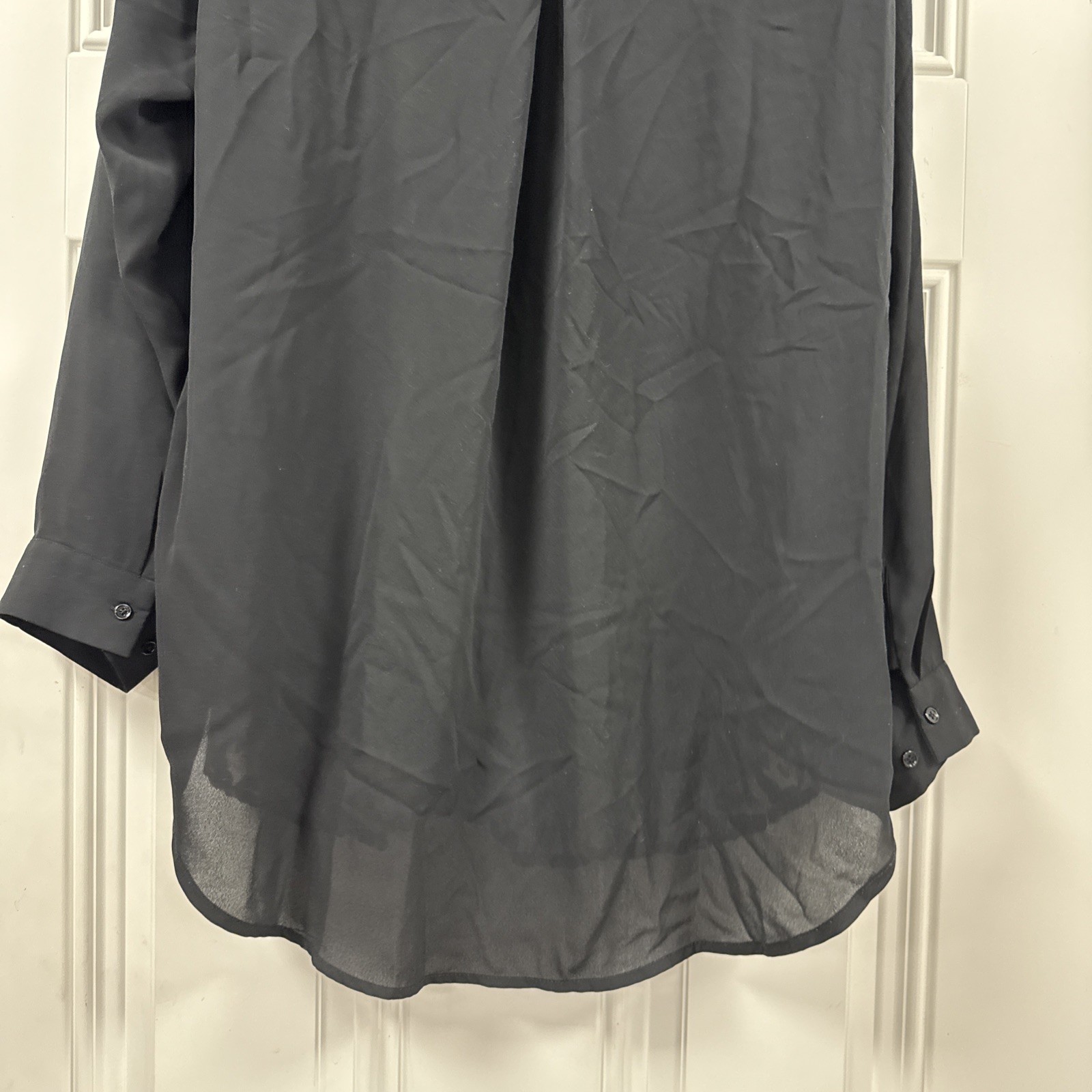 Lane Bryant Plus Black Leopard Sheer Tunic Zip Top Blouse Long Sleeve Work 18/20