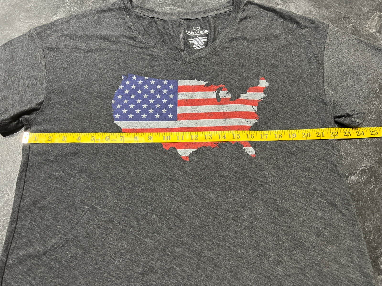 State of Mine Womens USA America T-Shirt Gray Charcoal 4th of July Size L