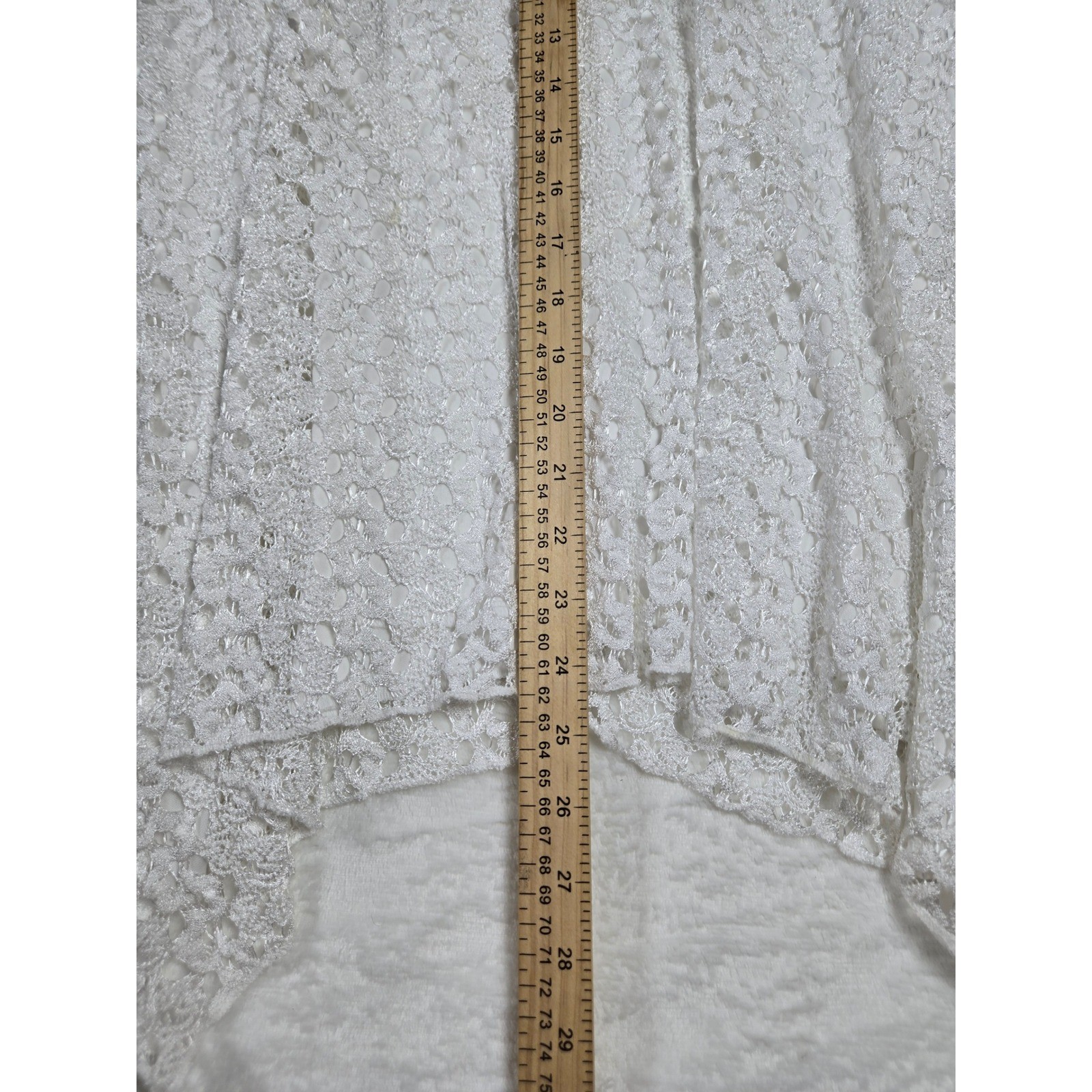Roz & Ali White Crochet Lace Sharkbite Tunic Top Womens 1X Short Sleeve