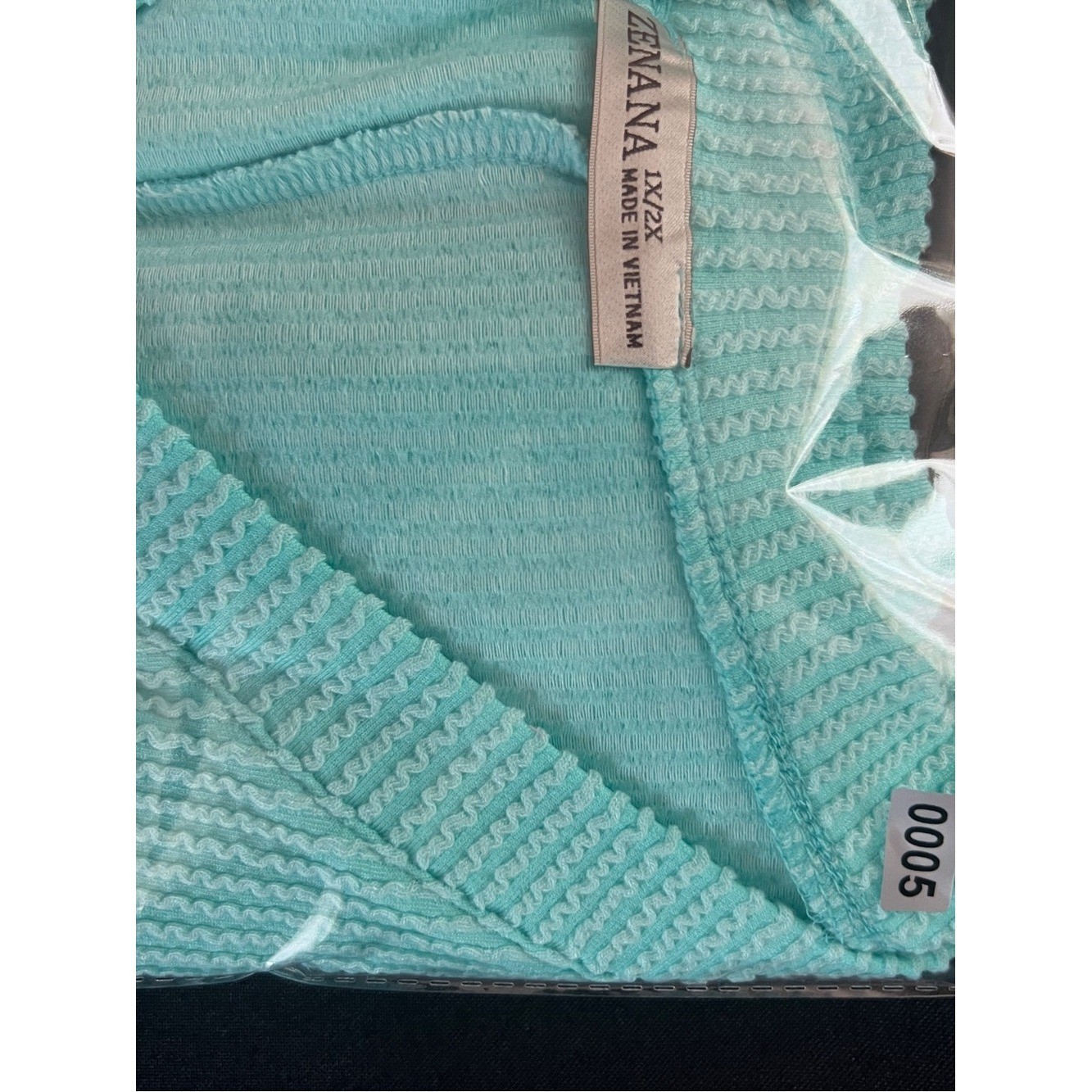 Zenana turquoise V-Neck Raised Rib Knit Top