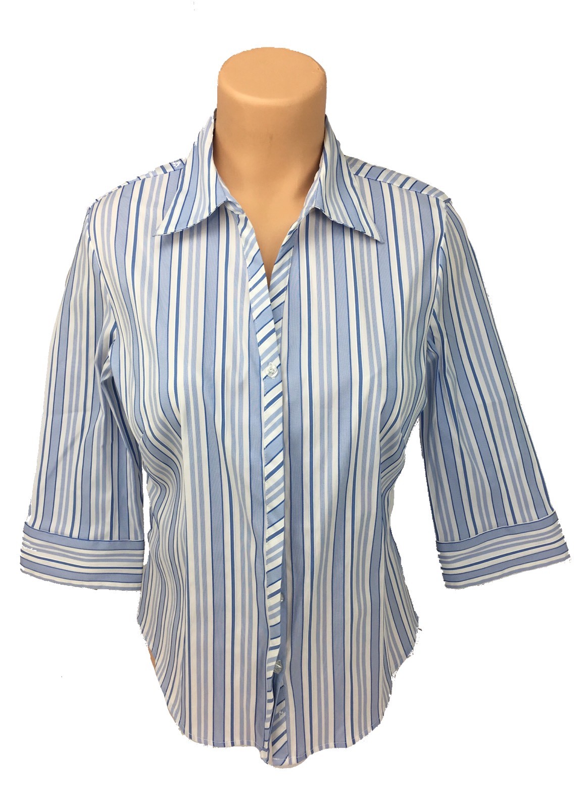 DCC Missy Easy Care stretch 3/4 length sleeve striped blouse size medium